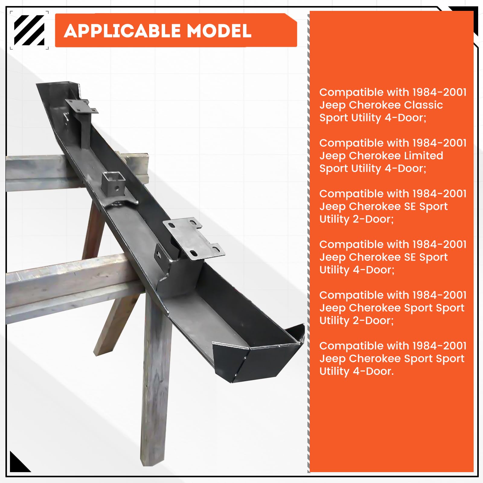 Ecotric Diy Rear Bumper Kit Bare Metal Compatible With 1984-2001 Jeep Cherokee Xj Rear Winch Bumper Kit