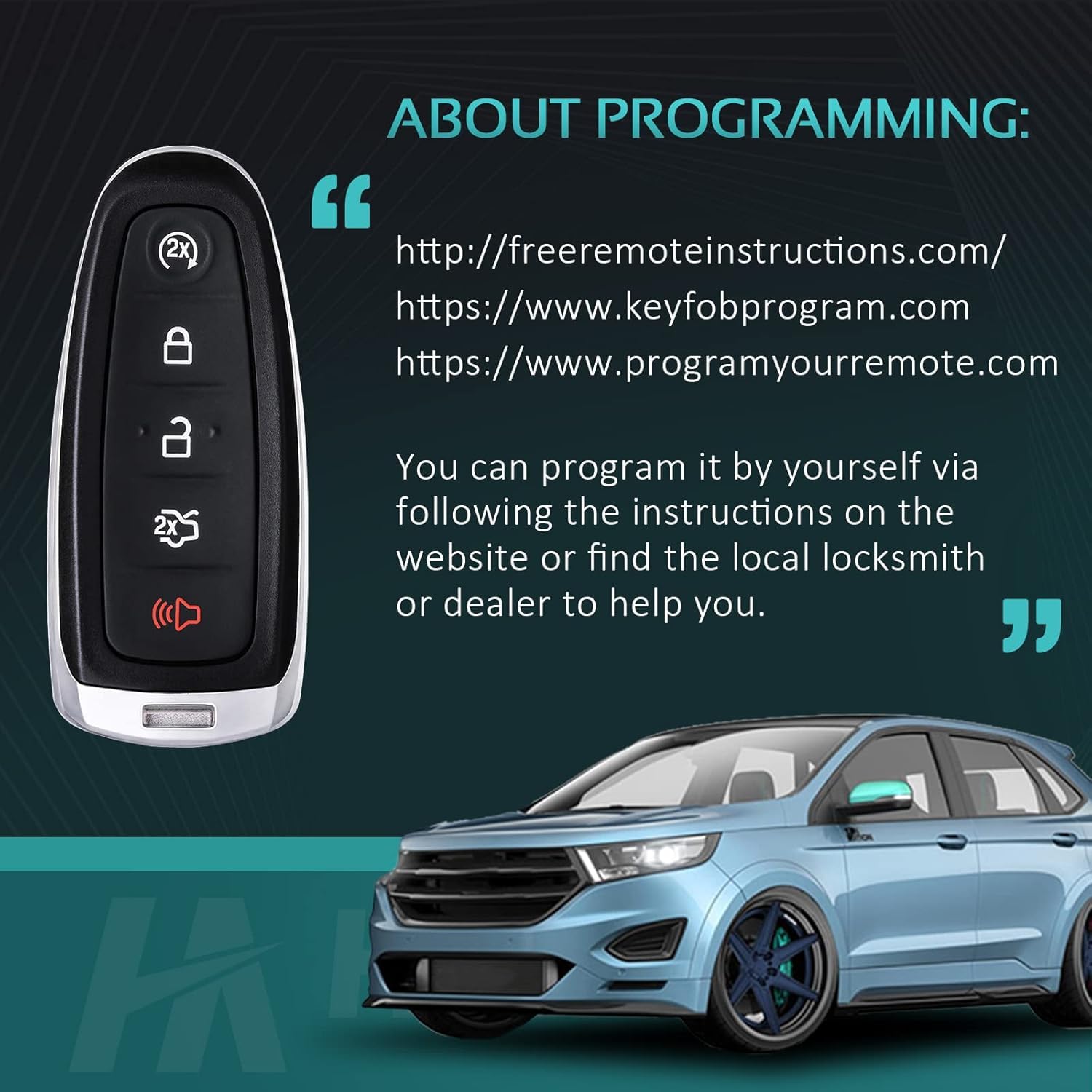 Helloauto Key Fob For Ford Explorer Edge, For 2011-2015 Flex Taurus 2013-2019, For Expedition Focus Lincoln Mks Mkt Mkx Navigato