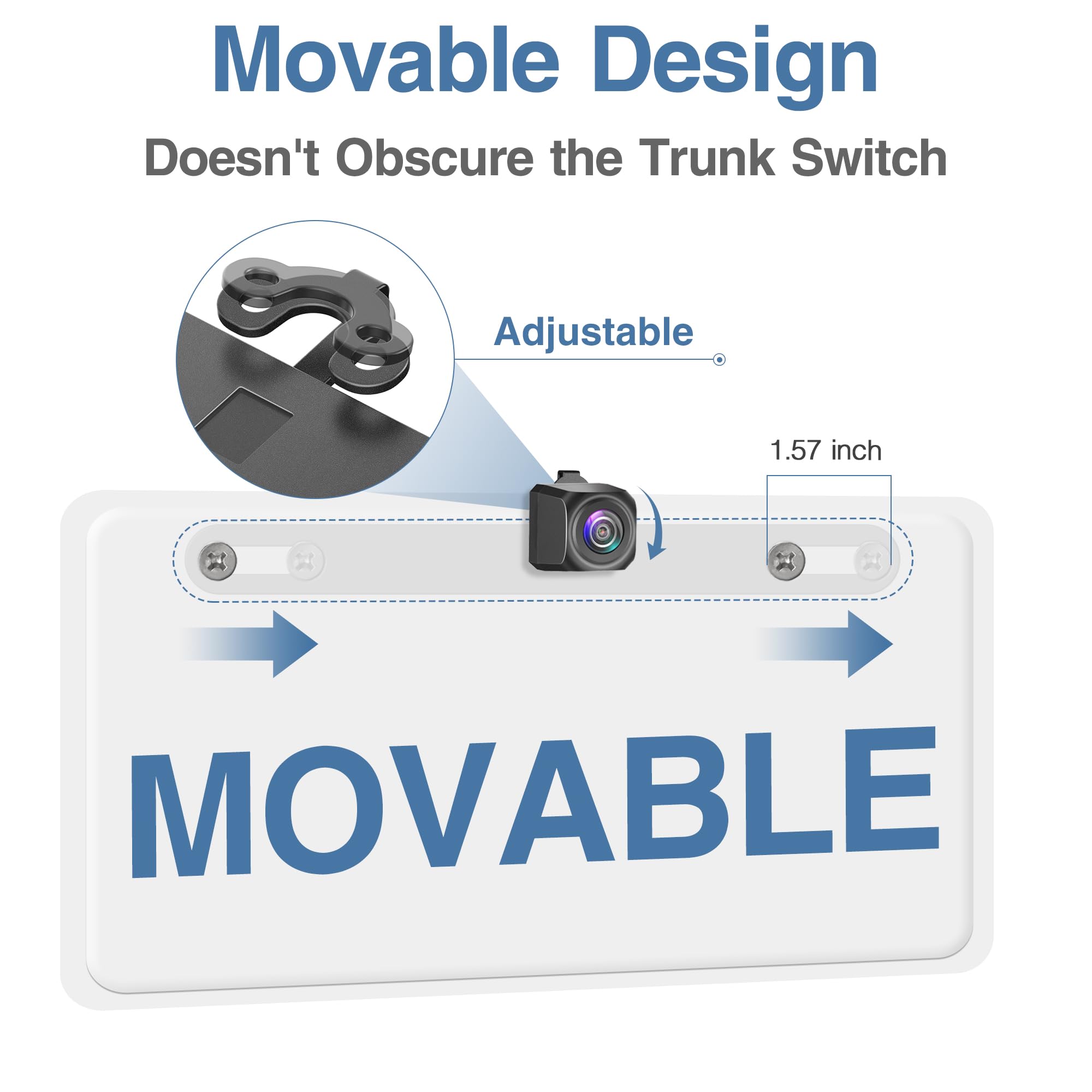 Pixelman Stainless Back Up Camera License Plate Mount,Universal License Plate Camera Mount For Mirror Camera,Backup Camera Mount