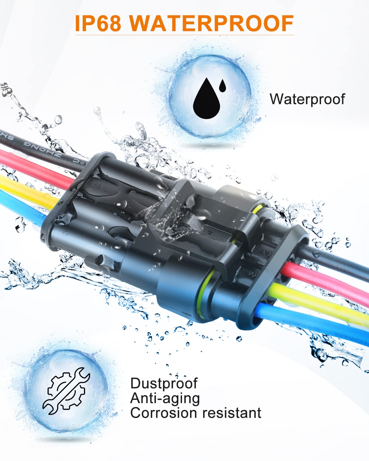 Naoevo 4 Pin Connector Waterproof, 16 Awg 4 Wire Connectors, Automotive Electrical Connectors Male And Female Way With Heat Shri