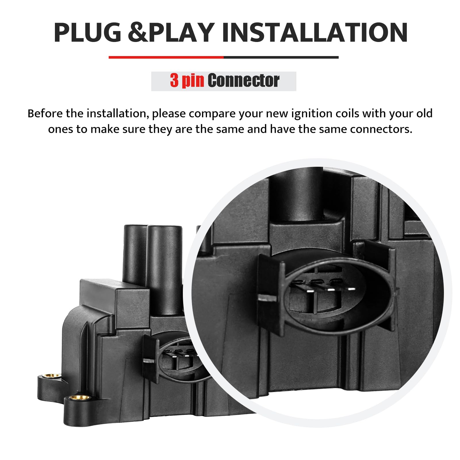 Ignition Coil Pack Compatible With 2.0L 2.3L Ford Focus Ranger Escape Contour Mazda 6 B2300 Tribute Mercury Mystique 2000 2001 2