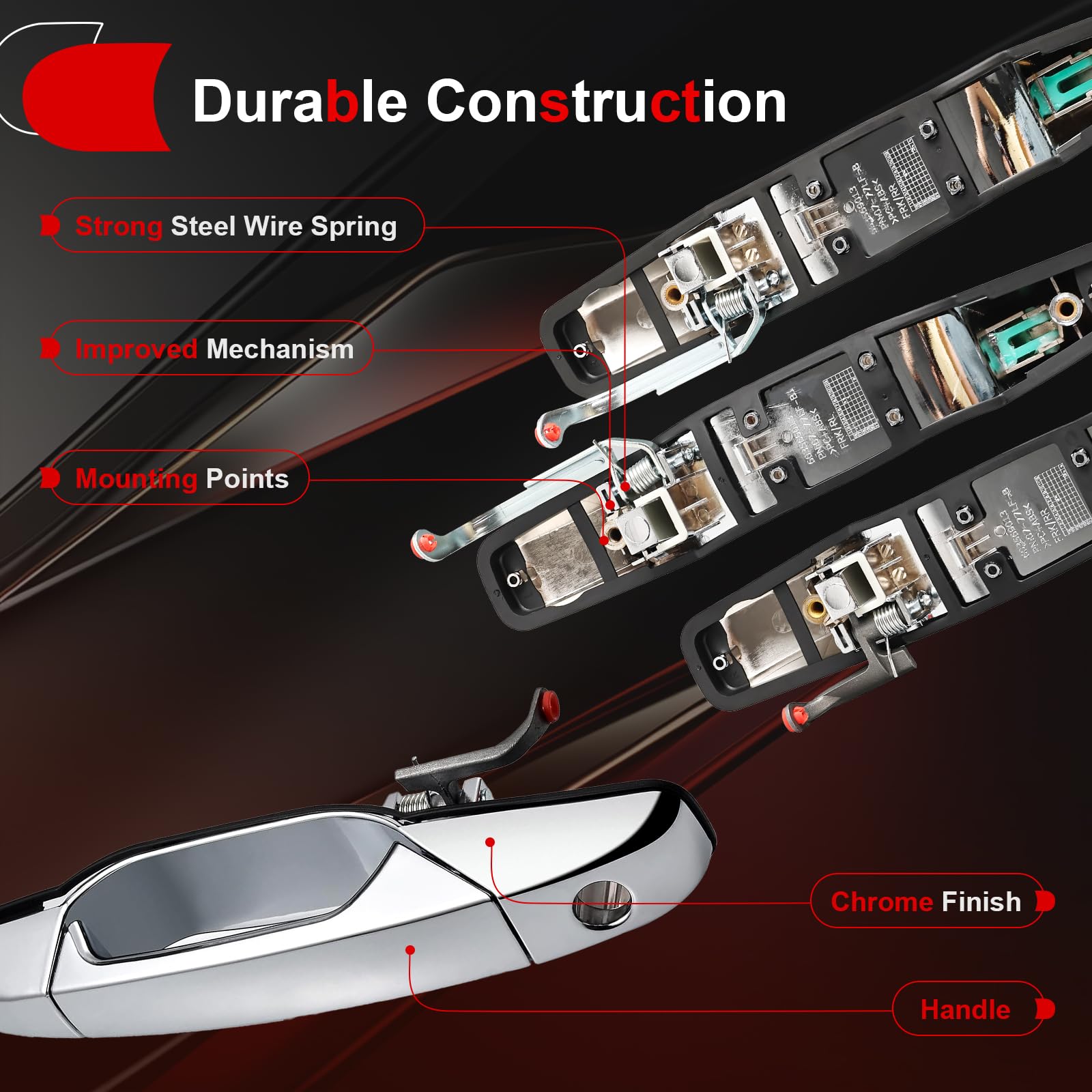 Faersi 4Pcs Outside Exterior Door Handle Front Rear Driver & Passenger Side Replacements For Cadillac Escalade Chevy Silverado G