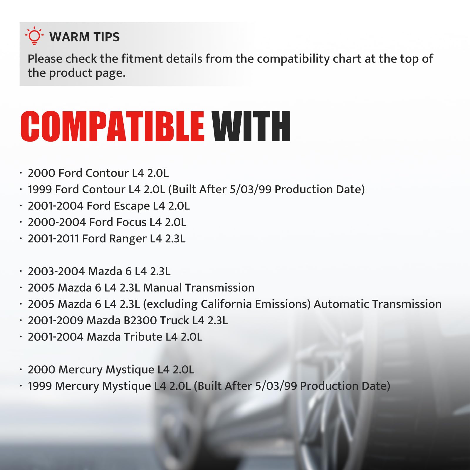 Ignition Coil Pack Compatible With 2.0L 2.3L Ford Focus Ranger Escape Contour Mazda 6 B2300 Tribute Mercury Mystique 2000 2001 2