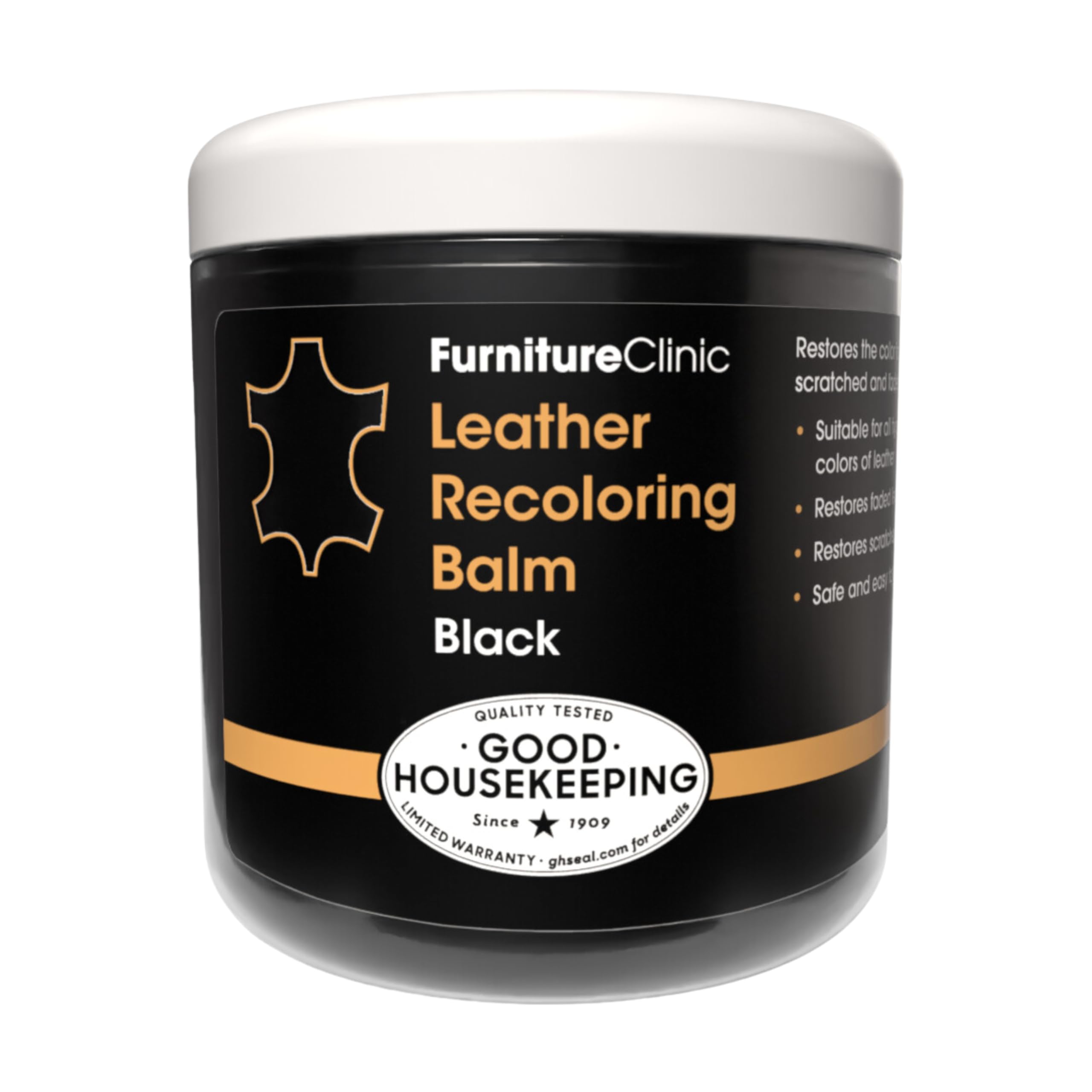 The Original Leather Recoloring Balm By Furniture Clinic - Black Leather Dye For Furniture, Couches & Car Seats - Restore Scratc