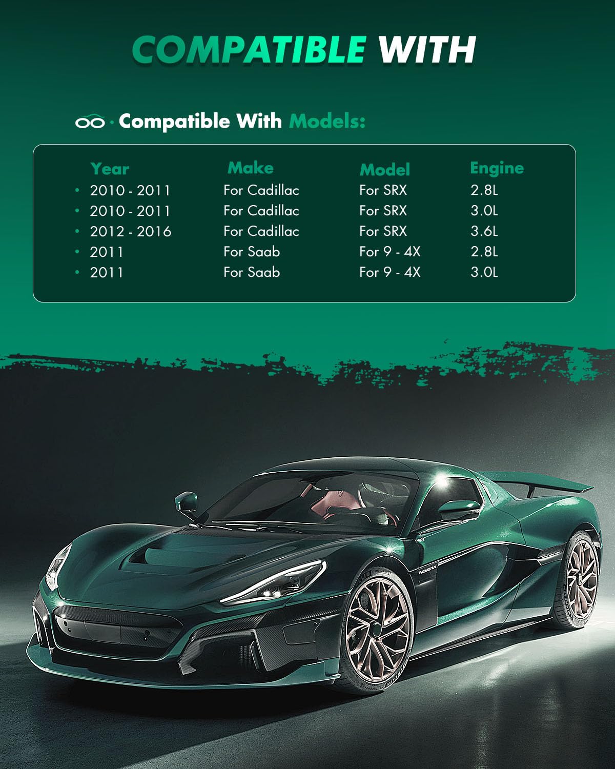 Scitoo Front Disc Brake Pad Set 4Pcs W/Hardware Fit For Cadillac For Srx 2010-2016,For Saab For 9-4X 2011