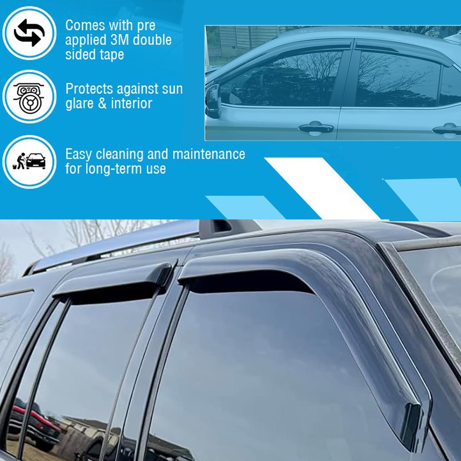 4PCS Premium Window Deflectors for Chevrolet Equinox 2018-2024 | Smoke Tinted Rain Guards Vent Visors | No-Drill Installation |