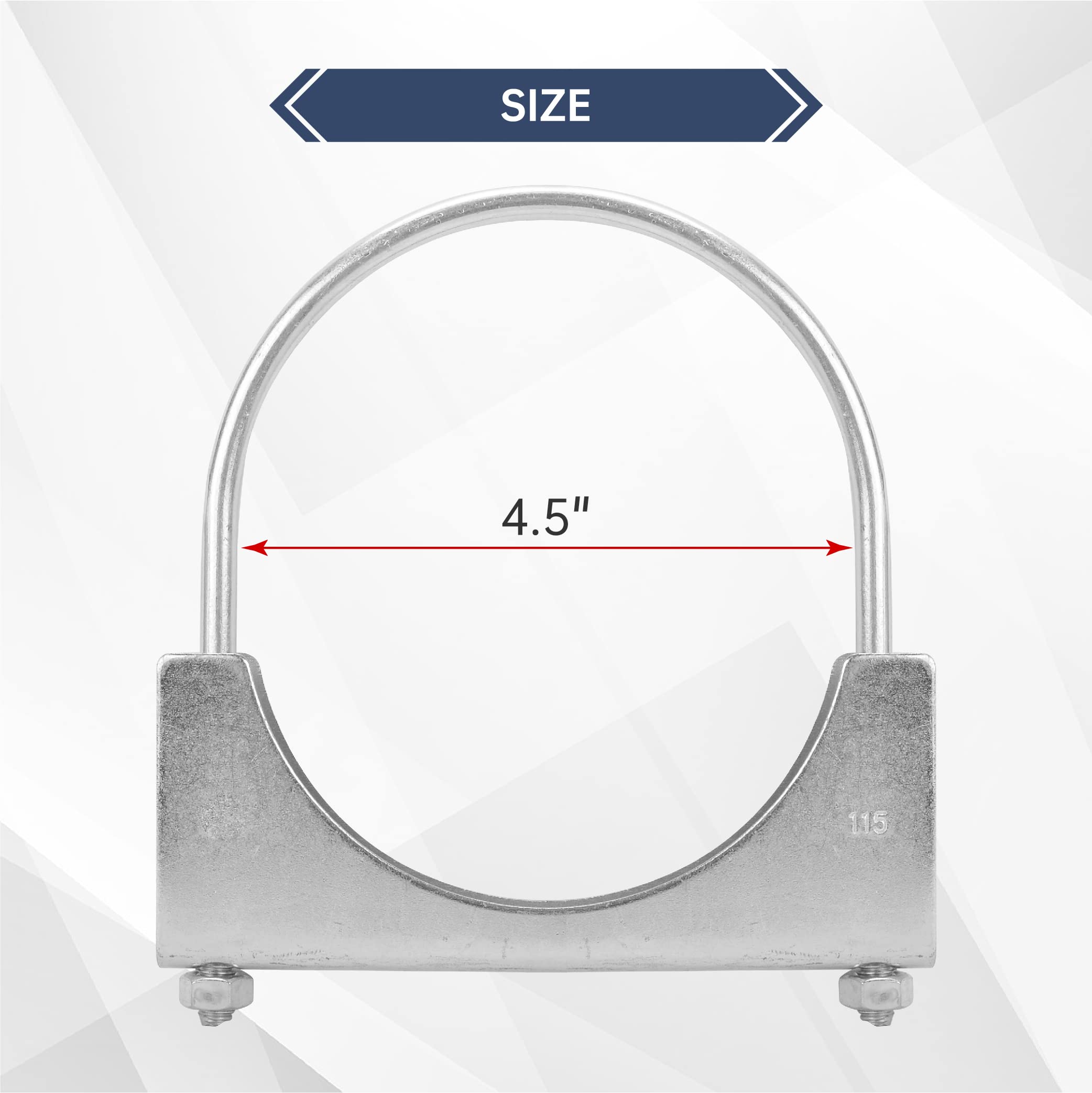Batoneco 4.5'' U Bolt Clamp, Muffler Exhaust Clamps,4-1/2 Inch Saddle Style Heavy Duty Mild Steel(4-Pack)