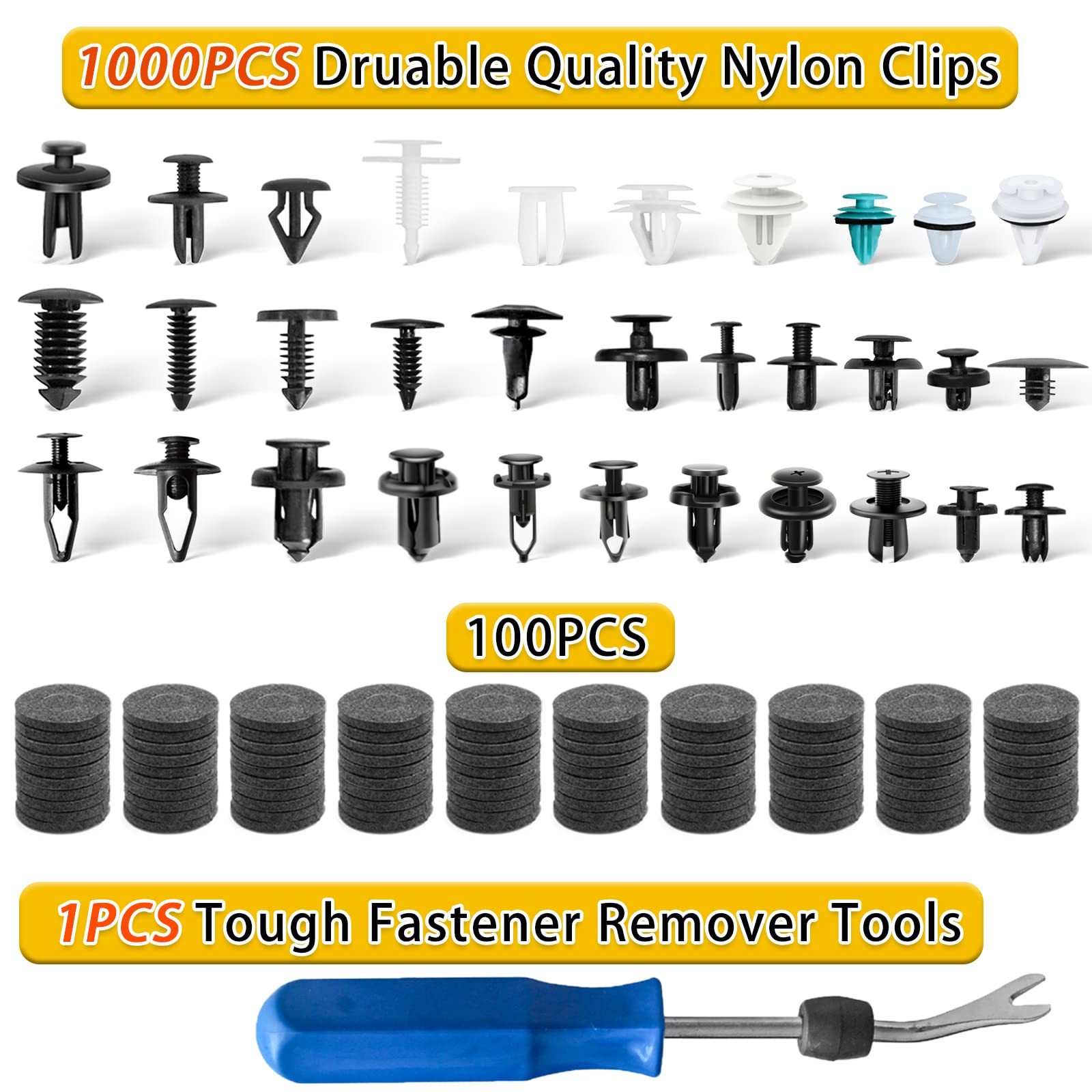 Car Retainer Clips 1101PCS Auto Fasteners Kit 32 Most Popular Sizes Fender Retainer Clips Car Rivet Clips Kit with 1 Fastener Re