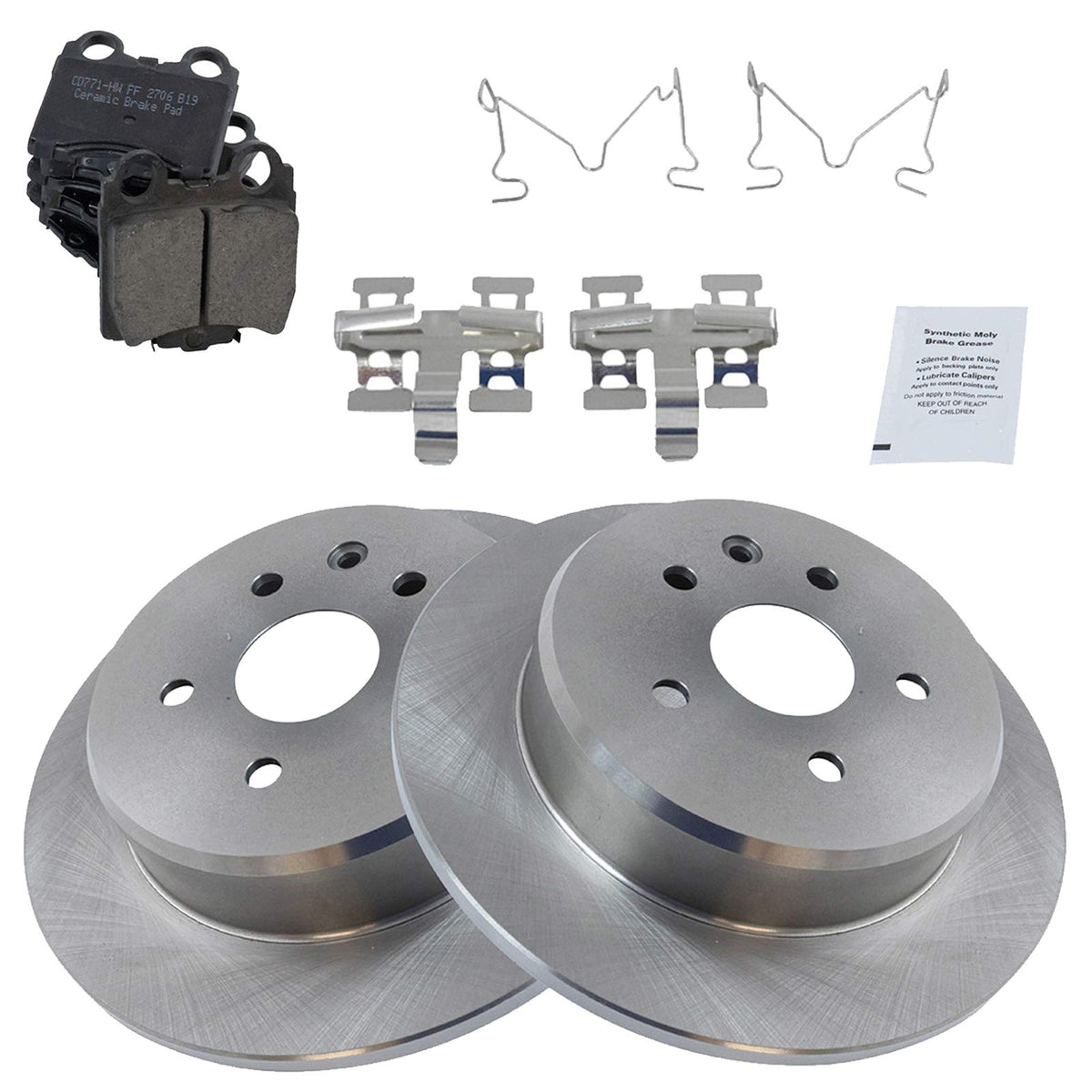 TRQ Rear Brake Pad & Rotor Kit Brake Pads Brake Rotor Ceramic Compatible with 1998-2005 Lexus GS300 1998-2000 GS400 2001-2005 GS