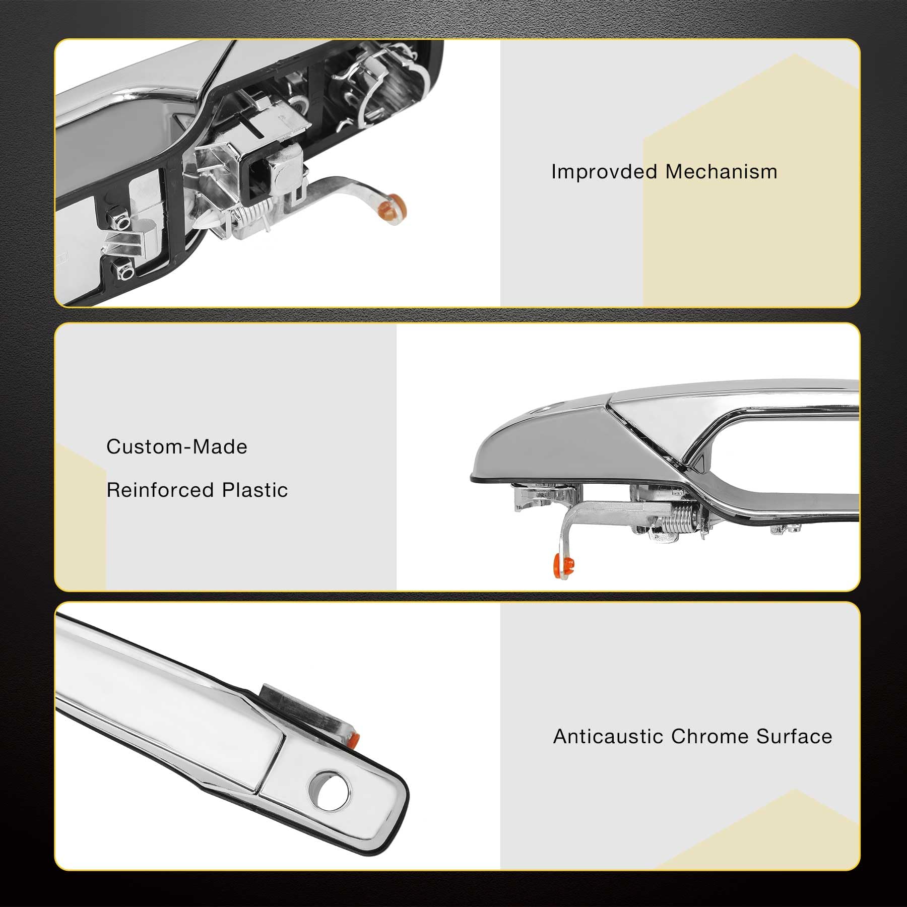 4Pcs Exterior Chrome Door Handle Front Rear Driver & Passenger Side | For 2007-2014 Chevy Silverado Suburban Tahoe Avalanche, Gm