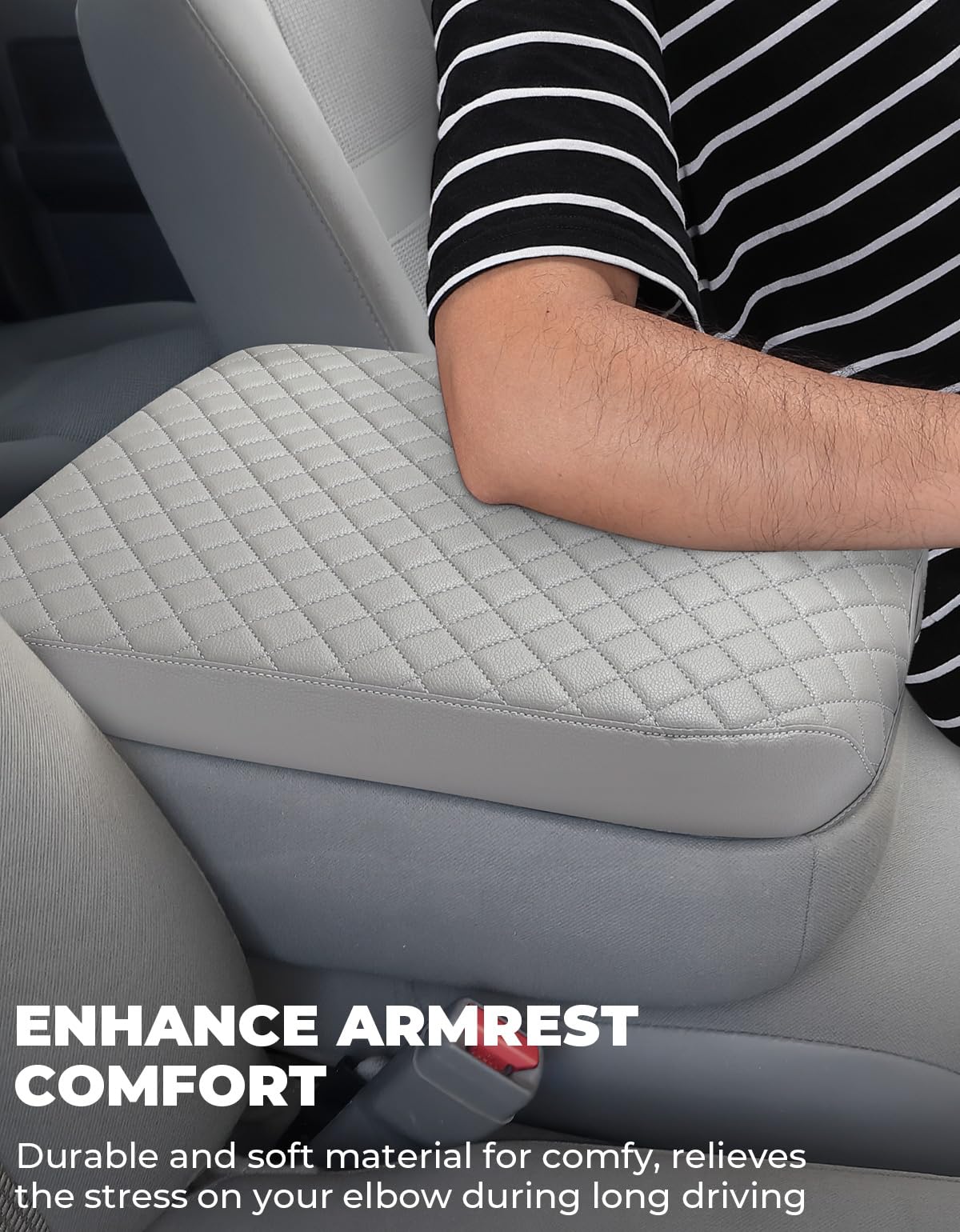 Issyauto Center Console Cover Compatible With 2002-2012 Ram 1500 2500 3500 Jump Seat Console, Leather Armrest Lid Cover Arm Rest
