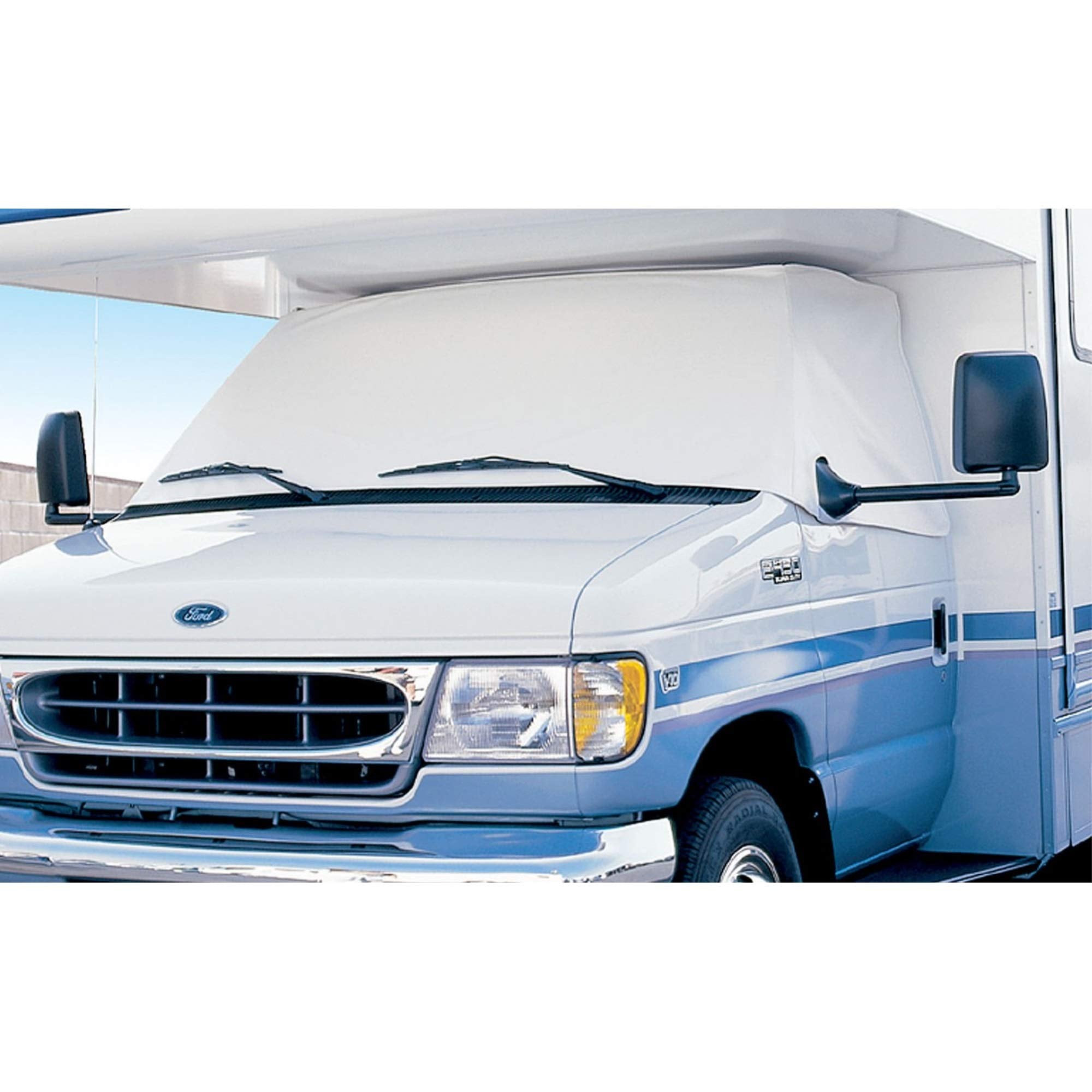 Adco 2407 White Class C Ford 1997-2008 Windshield Cover (Rv Motorhome With Mirror Cutouts)