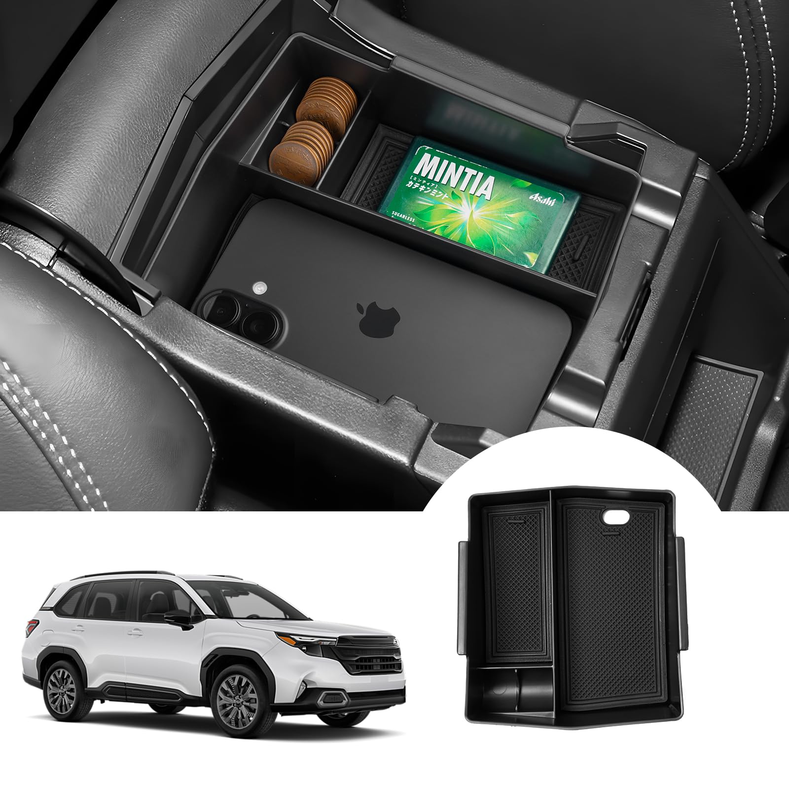 Autorder Center Console Organizer for 2025-2026 Subaru Forester Accessories Armrest Storage Box Secondary Insert Tray with Anti-