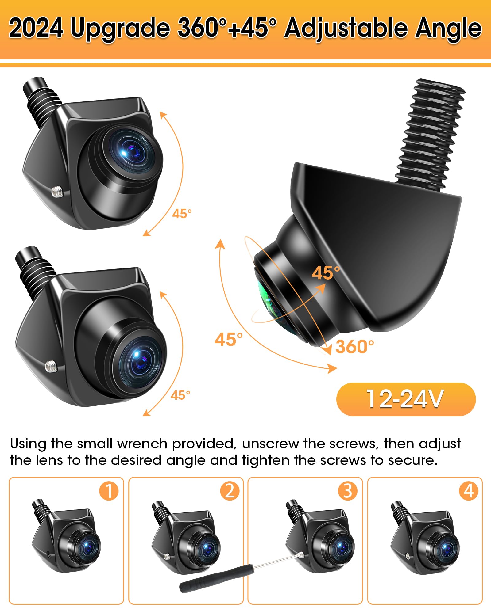 ?4 Signal Modes?Backup Camera 360+45Rotatable Back Up Camera Supports Ahd 1080P/720P/Ntsc/Pal Models Rearview Reverse Camera For