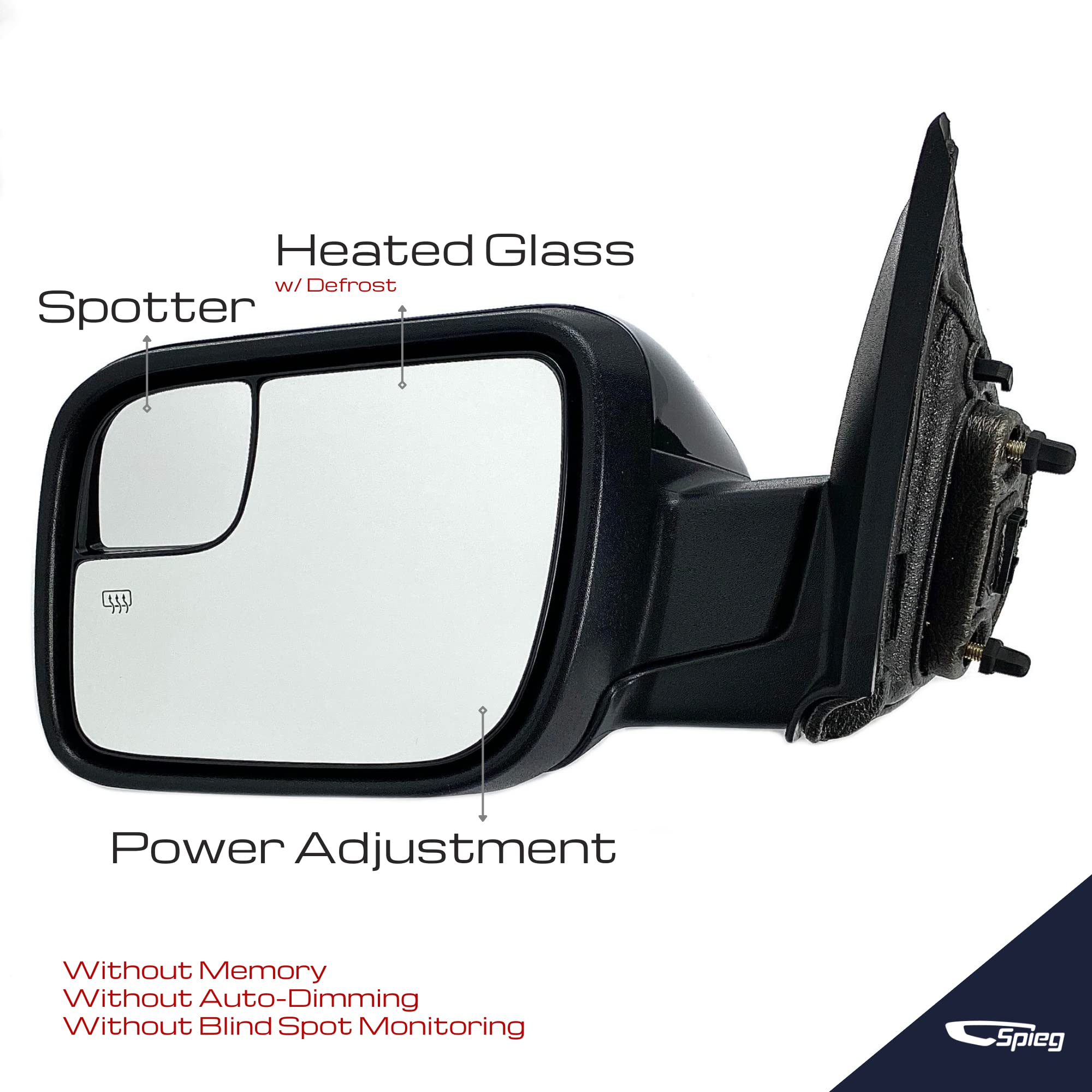 Spieg Fo1320554 Driver Side Mirror Replacement For 2016-2019 Ford Explorer | Left Side View Mirror Assembly With Power Heated Manual Fold Turn Signal Puddle Lamp Spotter Glass | Paint To Match 7 Pins