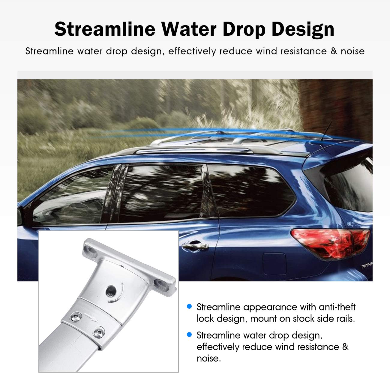 Partol Roof Rack Cross Bars for Pathfinder 2013-2021Aluminum Roof Rail Luggage Rack Cargo Carrier for Snowboard Canoe Kayak Bike