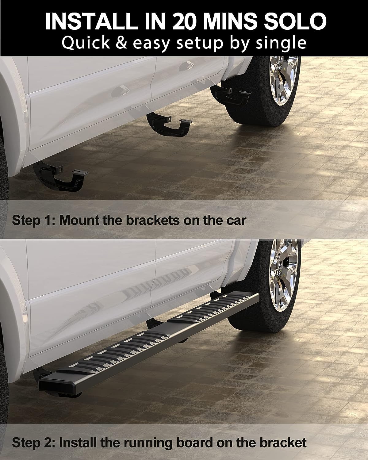 KYBOLT Running Boards Compatible with 2007-2018 Chevy Silverado/GMC Sierra 1500 Crew Cab,Stainless Steel Running Boards for 2007