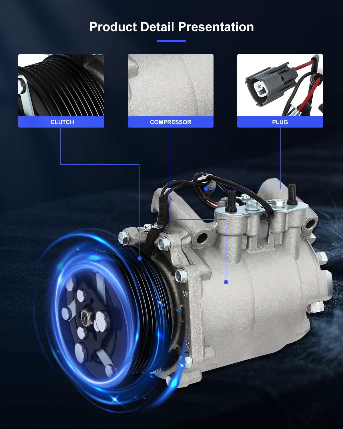 Eccpp Ac Compressor 2002-2006 For Honda Cr-V Crv 2.4L Ac Compressor With Clutch Rapid Cooling Hs110R