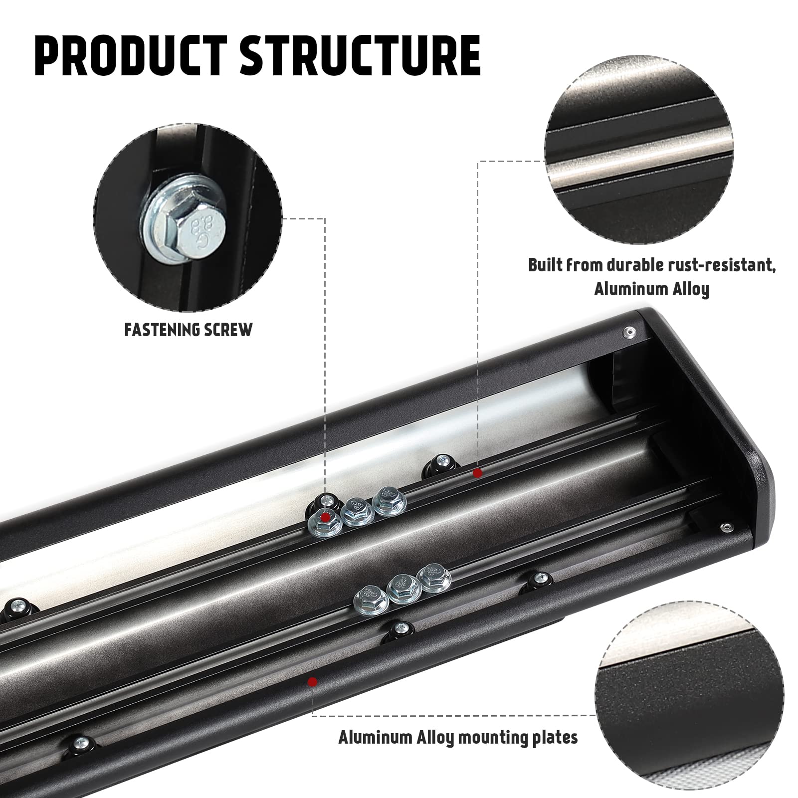 Pz 6' Running Boards For 2015-2025 Ford F-150 Supercrew Cab 4-Doors 2017-2024 Ford F250 F350 Super Duty Crew Cab Black Aluminum Alloy Side Steps Nerf Bars