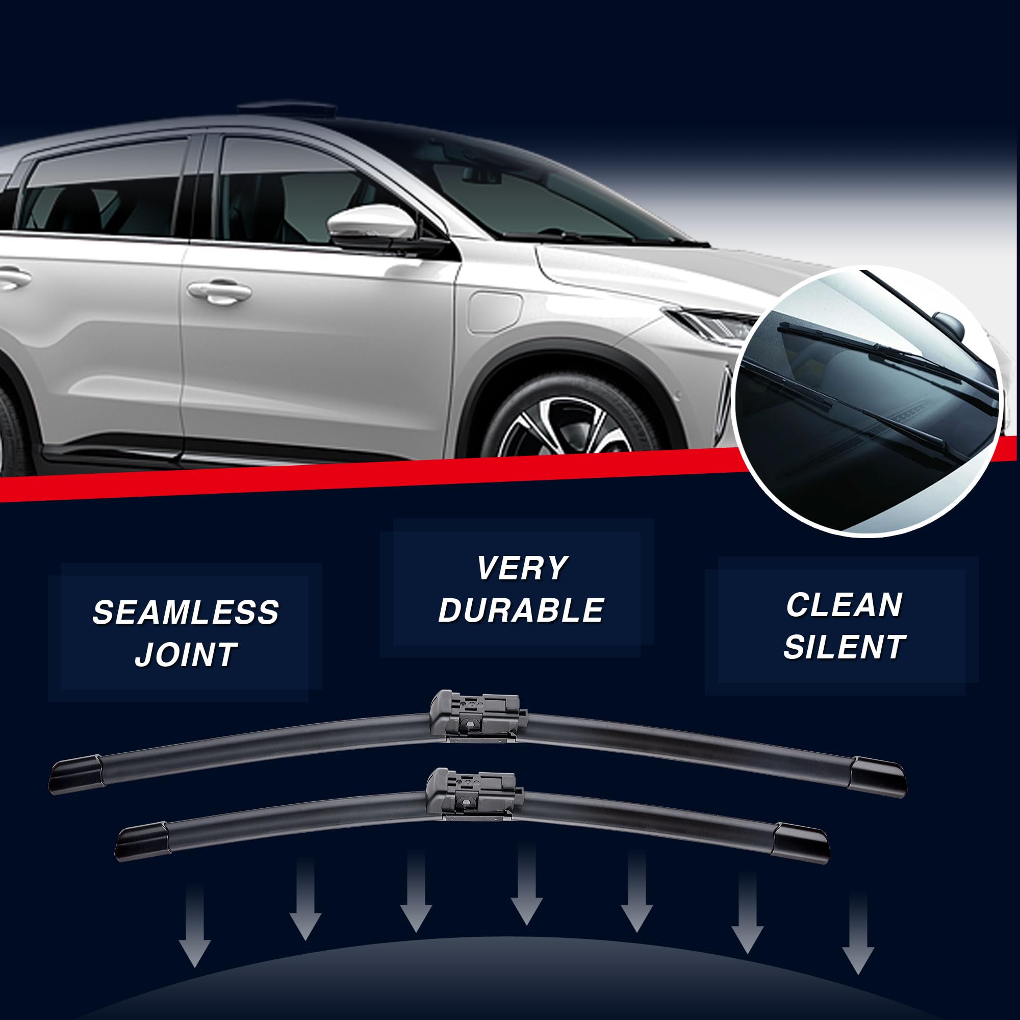 3 Wipers 24''/17''/13'' Front Windshield Wiper Blades With Rear Wiper Replacement For Gmc Terrain/Equinox 2017 2016 2015 2014 20