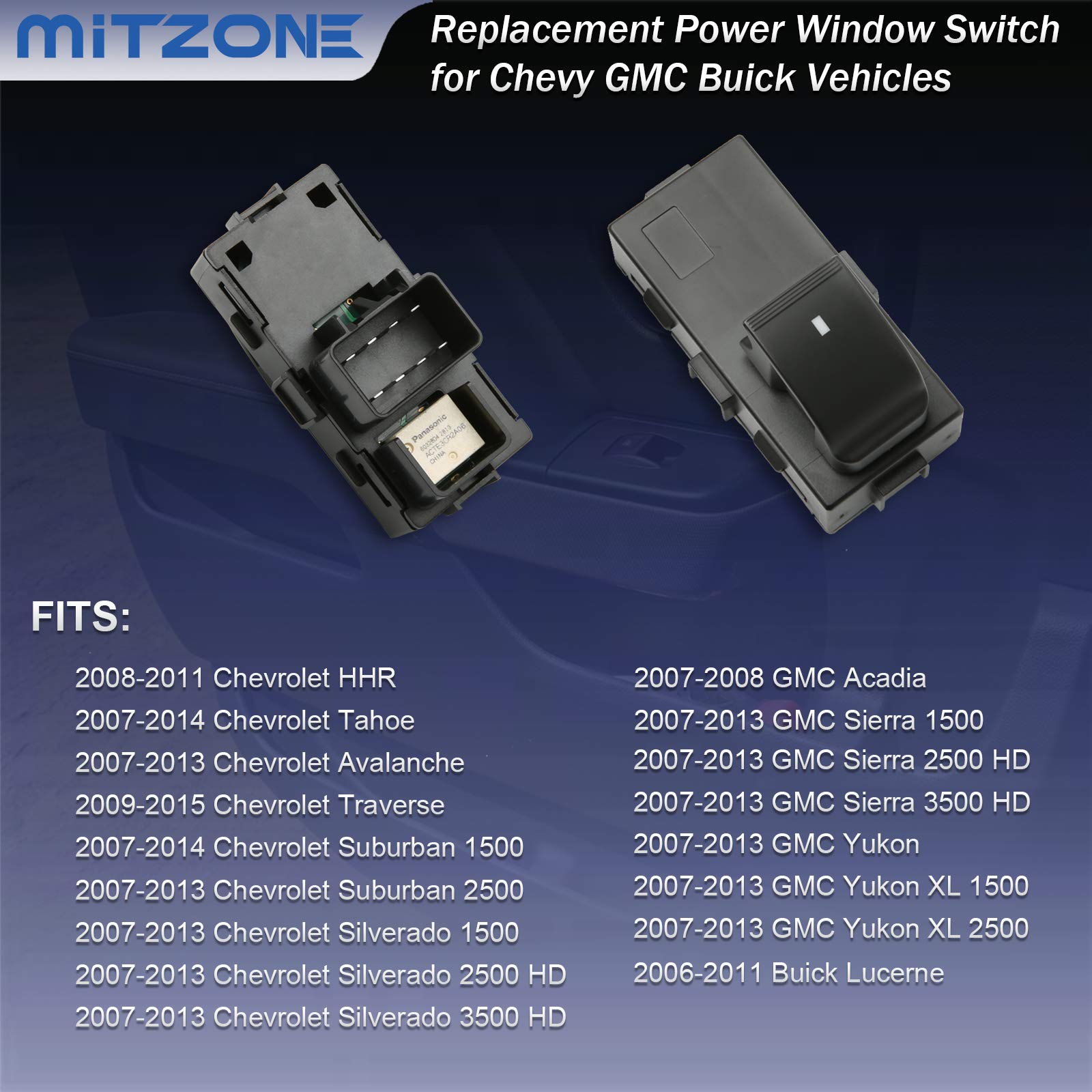 Power Window Switch Passenger Front Right, Rear Left/Right Side Door Window Button Compatible With 07-15 Chevrolet Hhr Tahoe Ava