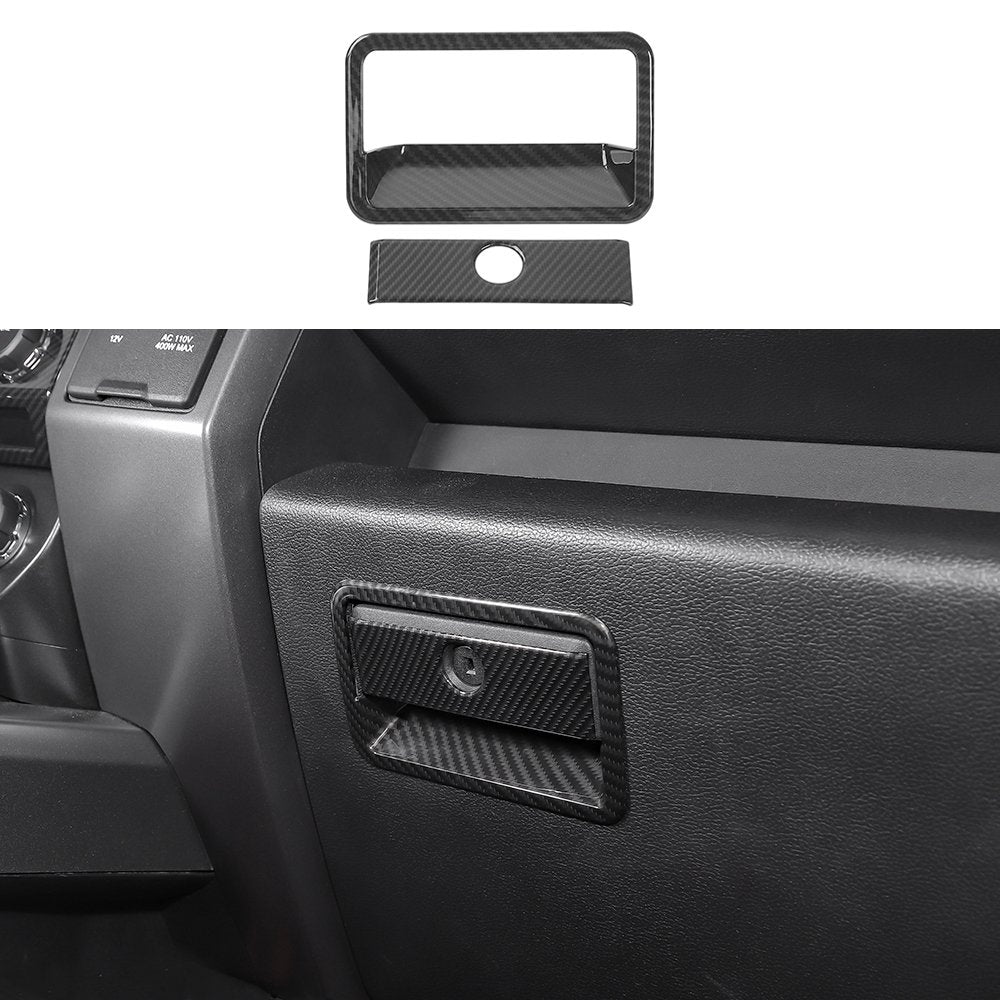 Voodonala For Ford F150 2015-2020 Carbon Fiber Black Style Co-Pilot Organizer Storage Box Control Cover For Ford F150 2015-2020 