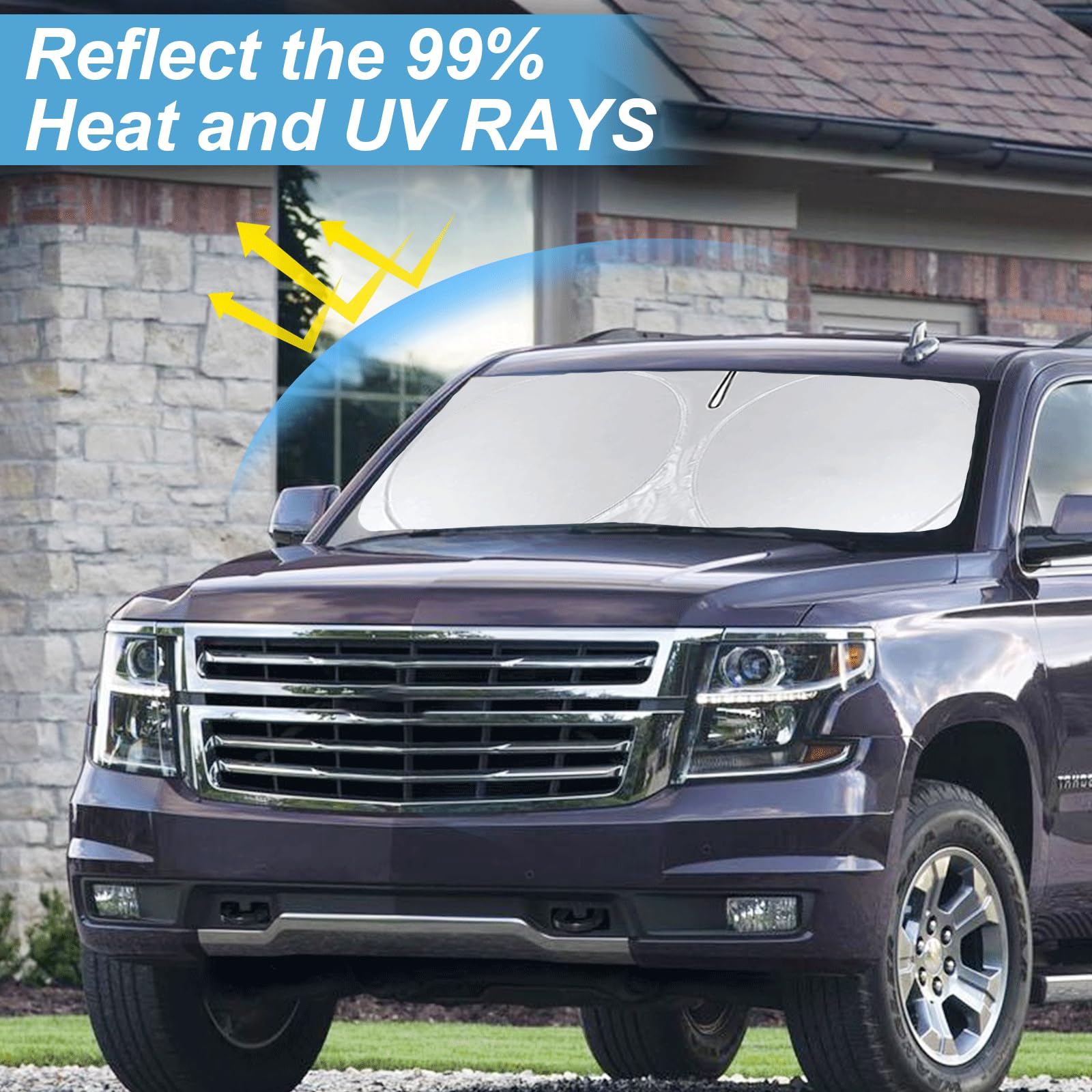 For Chevy Tahoe Windshield Sun Shade Foldable Sunshade-Custom Fit 2015-2020 Tahoe Suv Accessories For Chevrolet Windshield Cover