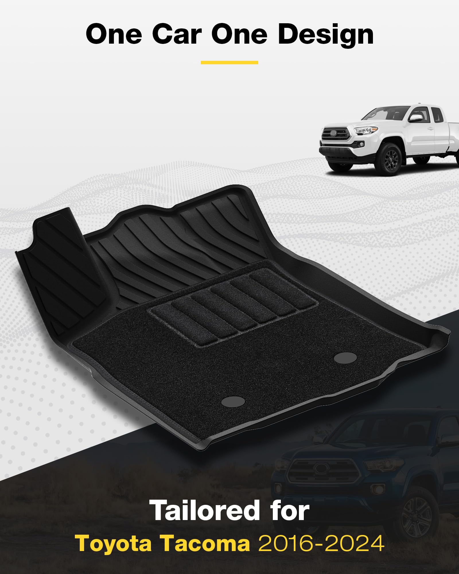 3W Floor Mats & Front Carpet Fit Toyota Tacoma 2016-2023 Tpe All Weather Custom Fit Floor Liner For Toyota Tundra 1St And 2Nd Ro