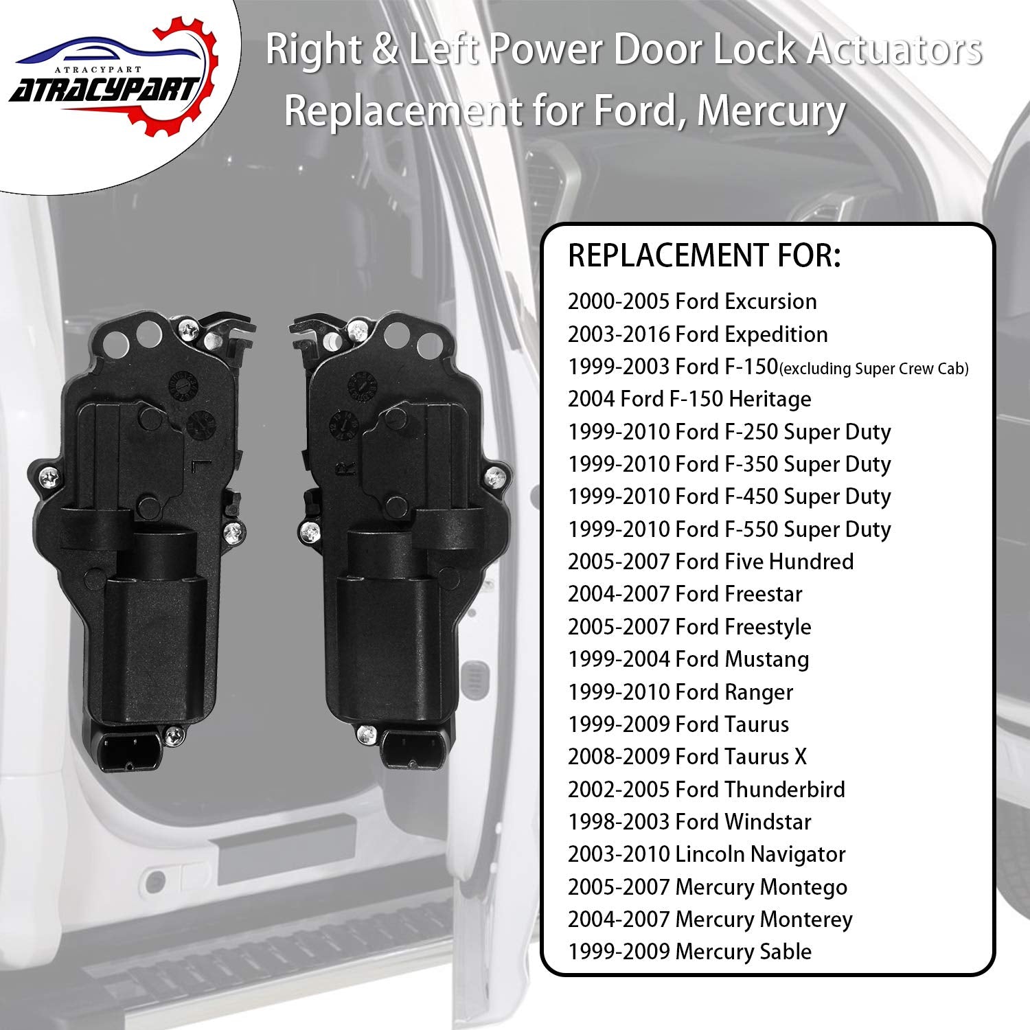 Power Door Lock Actuators Kit Set Of 4 | Replacement For Ford F150 F250 F350 F450 Excursion Expedition Mustang & More | Replaces