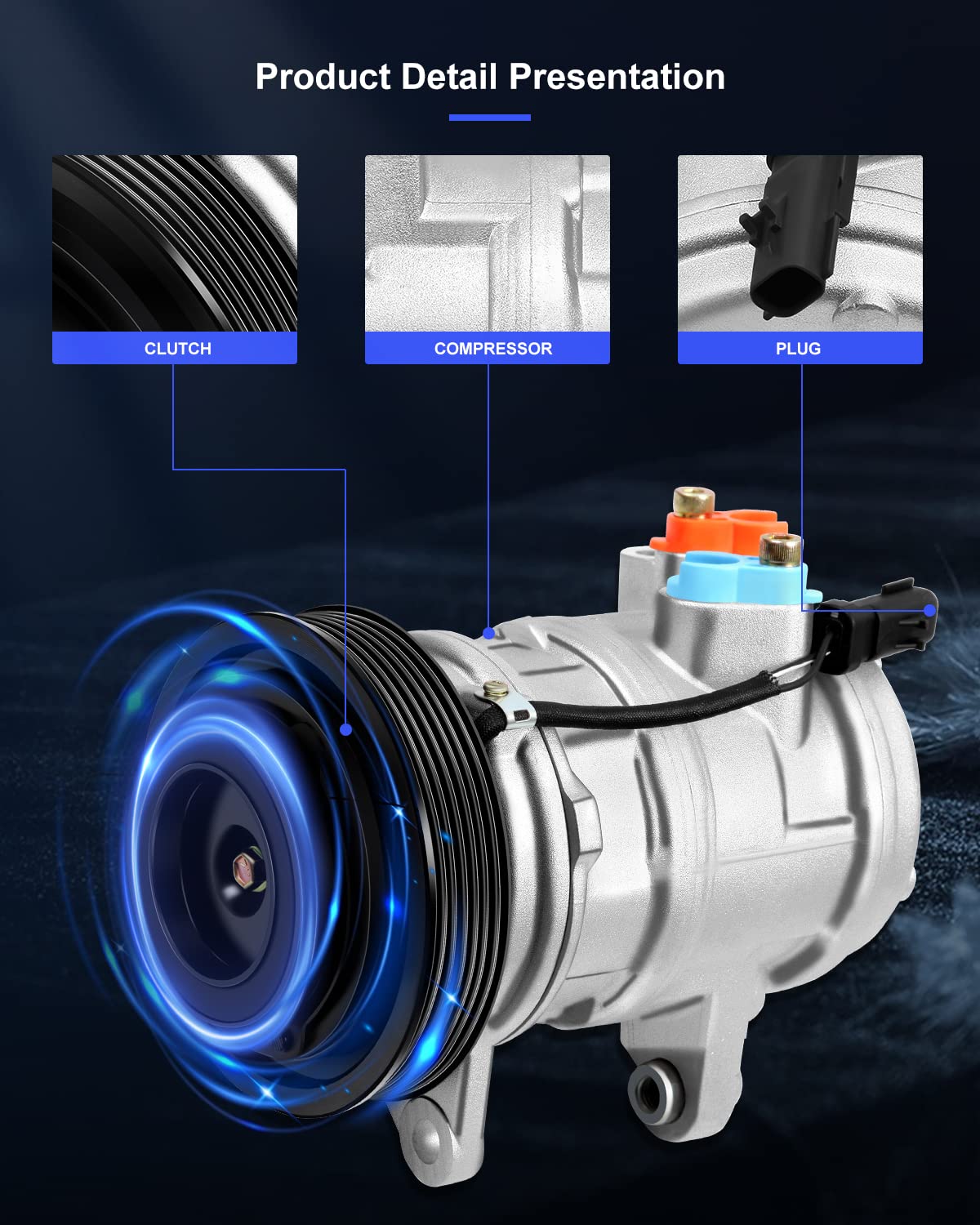 Eccpp Ac Compressor 2006-2008 Fit For Jeep Liberty 2007-2008 For Dodge Nitro 3.7L Ac Compressor With Clutch