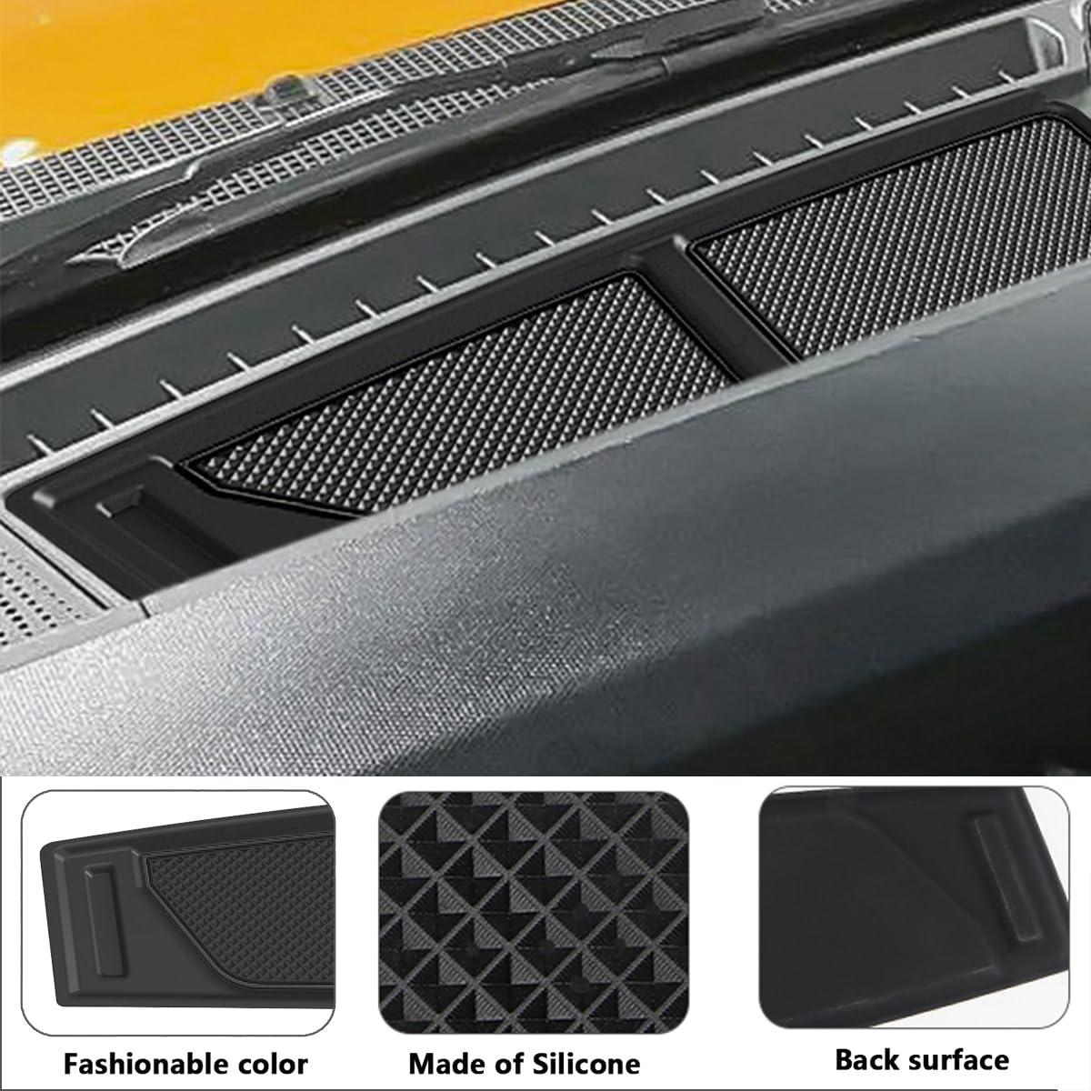 Auovo Dash Cover Tray Compatible with Ford Bronco Accessories 2021 2022 2023 2024 Anti-Slip Silicone Car Dashboard Compartments