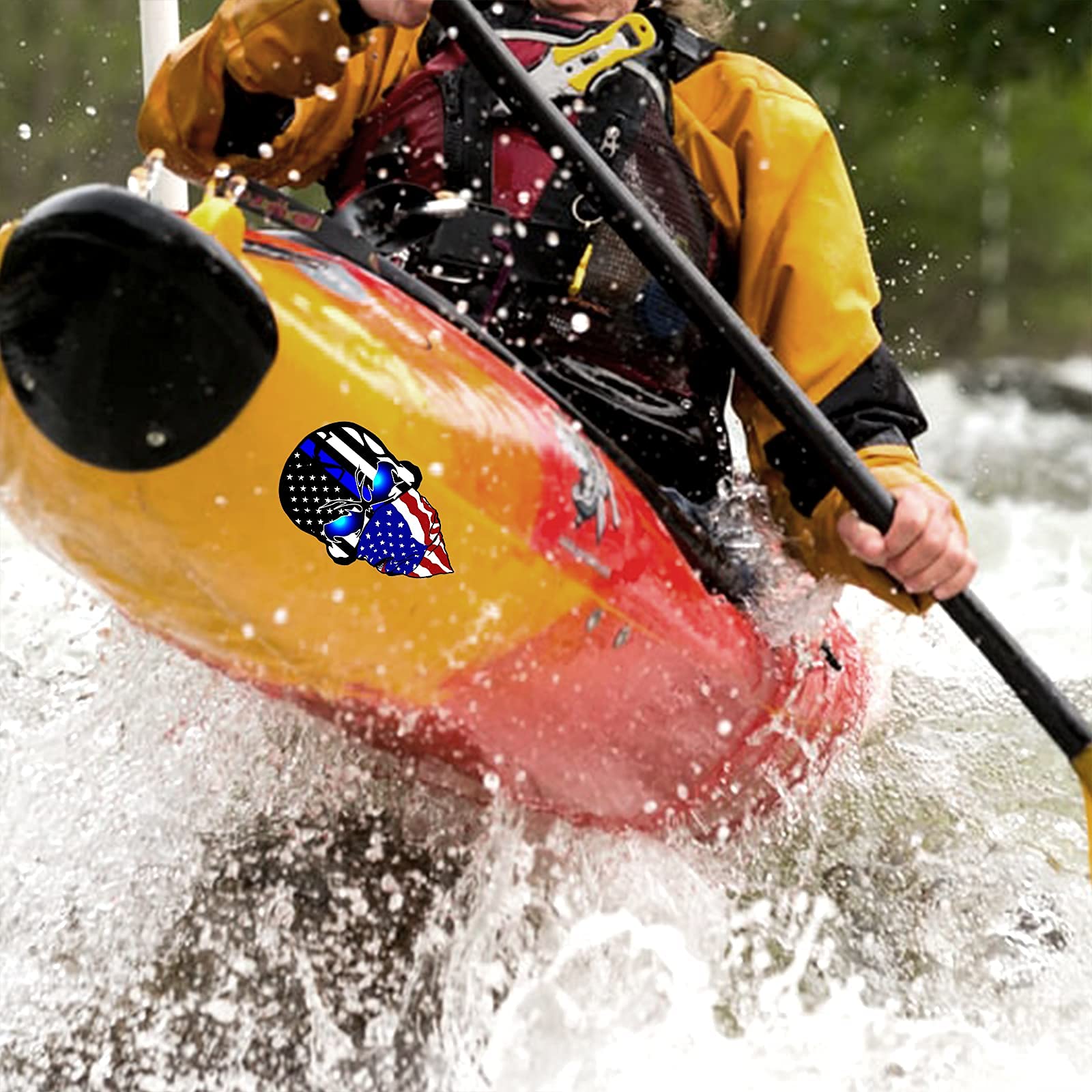2 Pack Car Decals Stickers, Skull Reflective Us Flag With Thin Blue Line, Honoring Police Law Enforcement Vinyl Stickers Van Tru