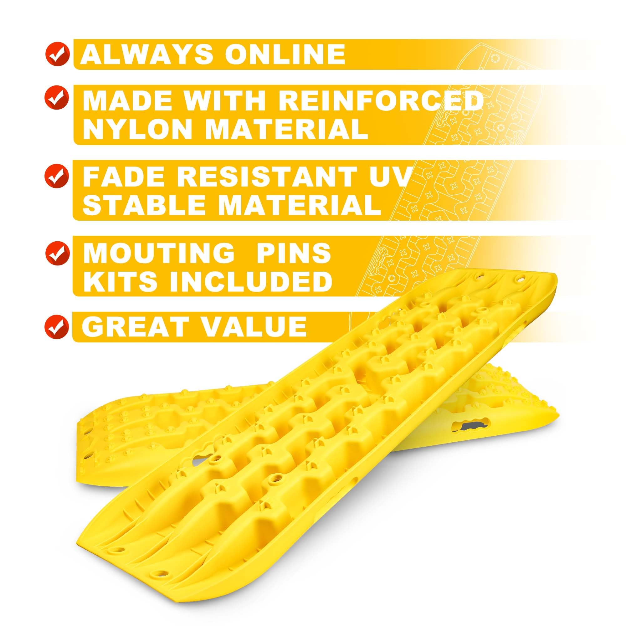 X-BULL New Recovery Traction Tracks Sand Mud Snow Track Tire Ladder 4WD (Yellow, 3gen)