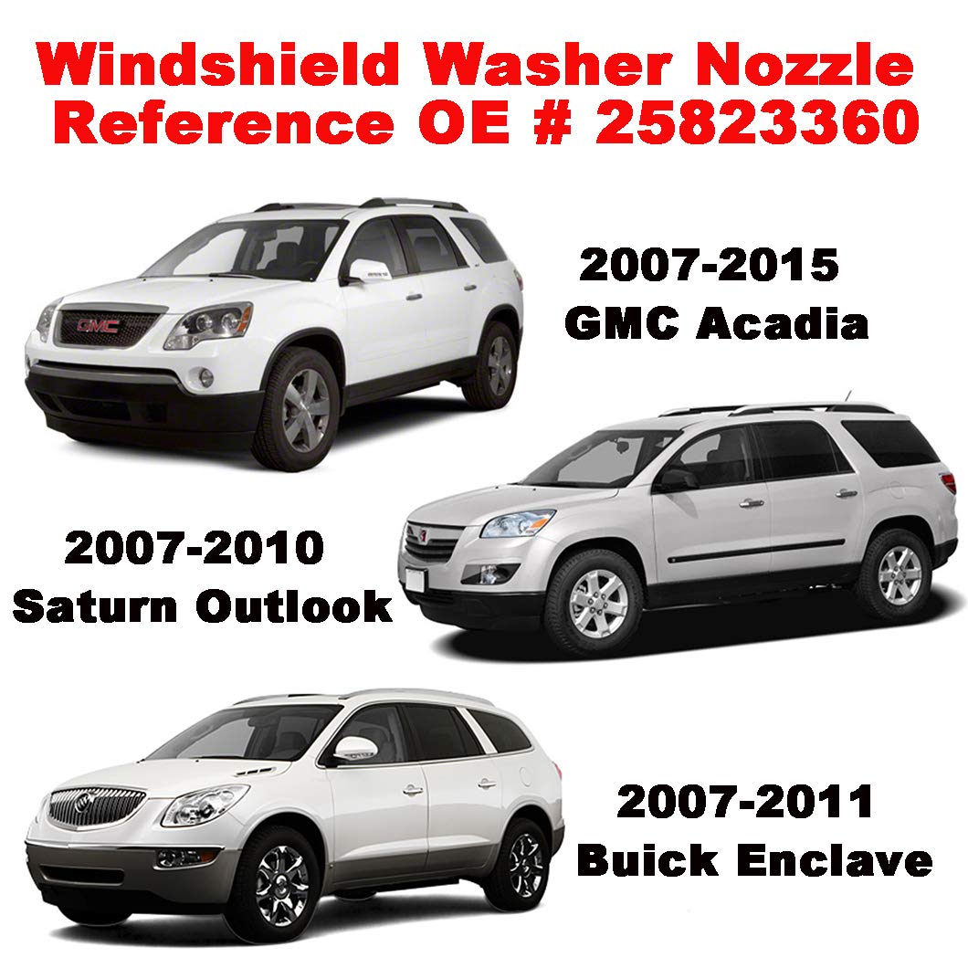 Zhparty 2 Pcs Front Windshield Washer Nozzle Wiper Spray Jet Kit Fit For Gmc Acadia 07-15, Chevroelt Traverse 09-17, Buick Enclave 07-11, Saturn Outlook 07-10 - Replaces Oem # 15247800, 25823360
