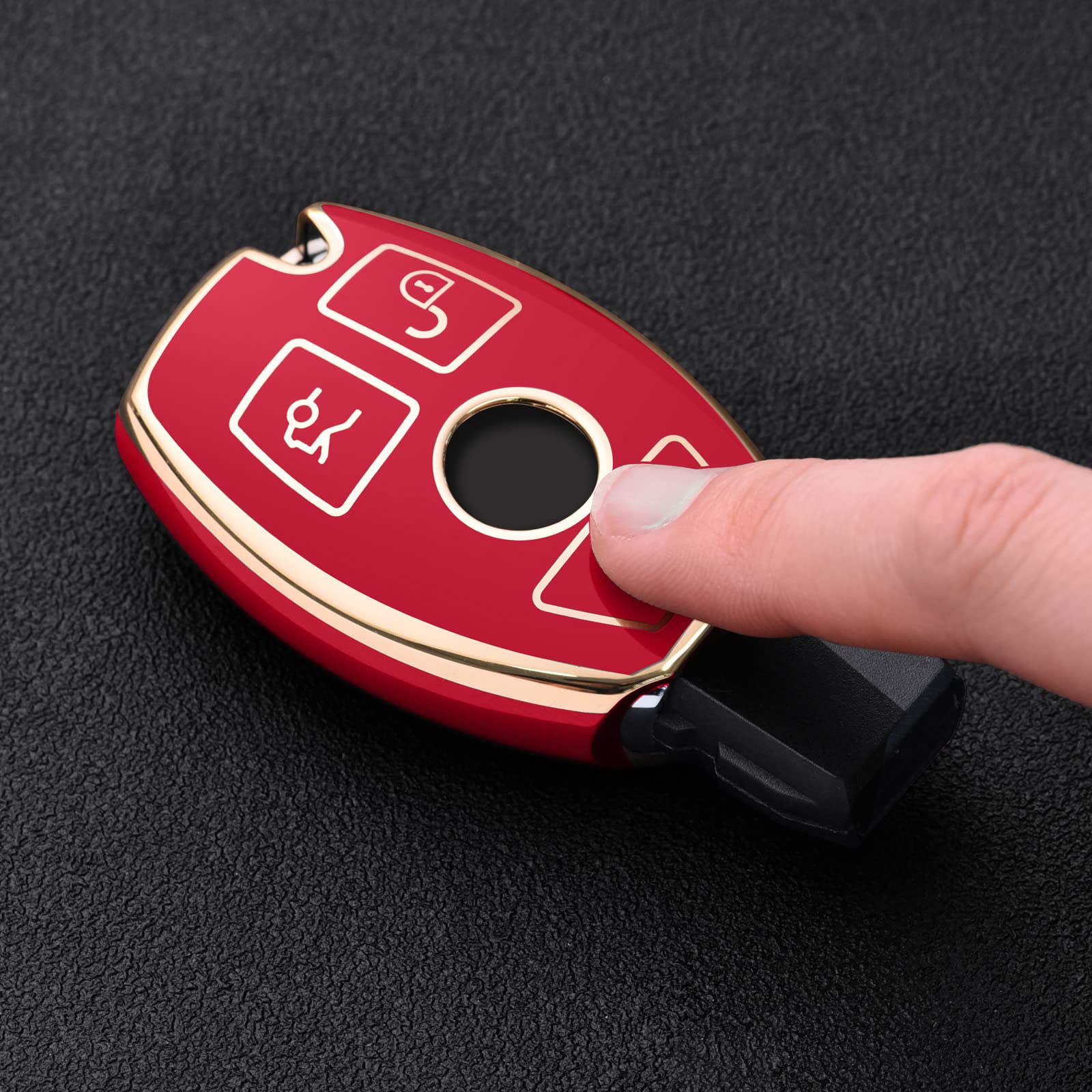 Elohei For Mercedes Benz Key Fob Cover, Premium Soft Tpu Stripes Key Case Cover Compatible With Mercedes Benz C E S M Cls Clk G