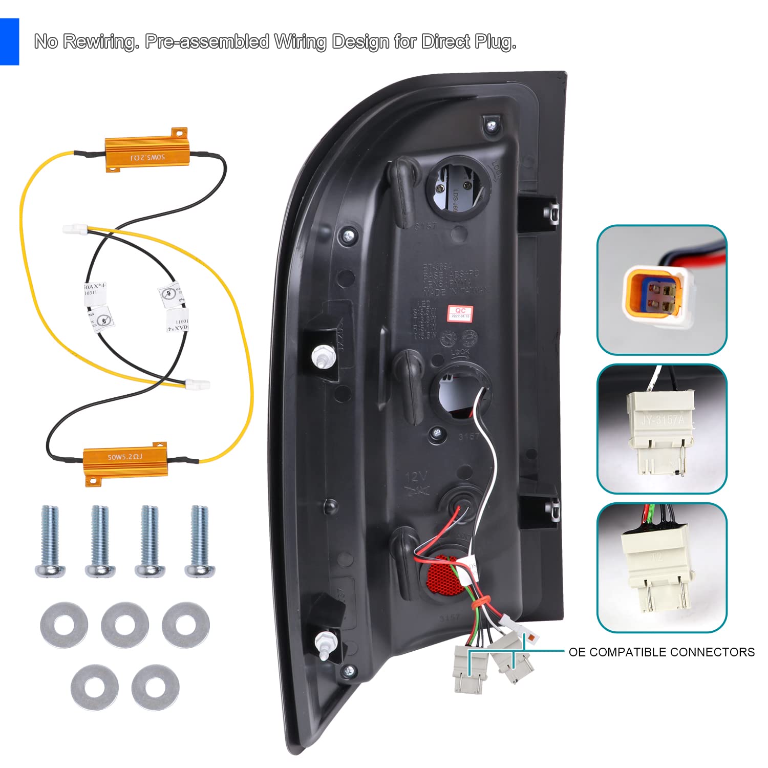 Spec-D Tuning Glossy Black Housing Smoke Lens Led Tail Lights With Red Led Bars Compatible With 2007-2013 Chevy Silverado 1500/2
