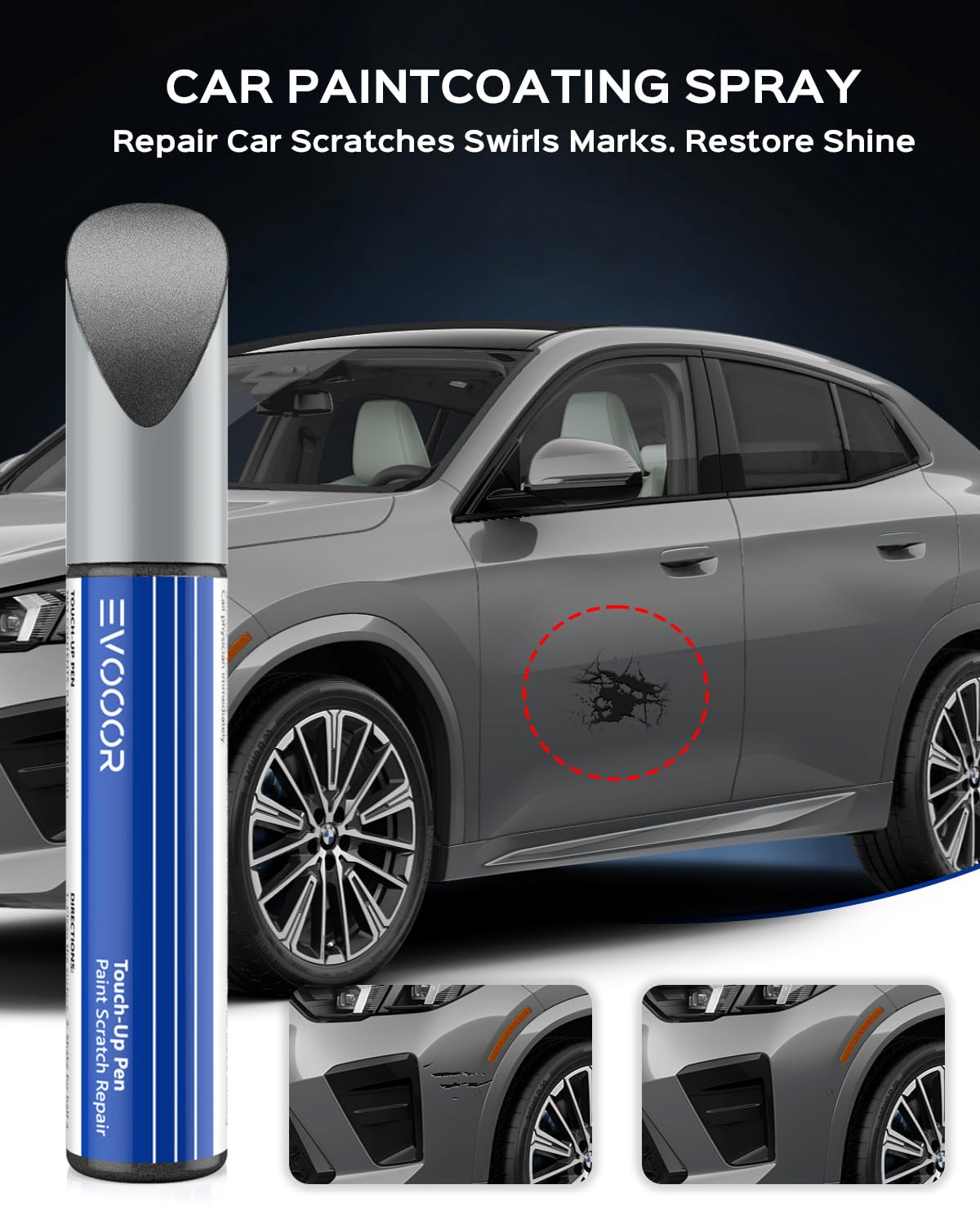 Touch Up Paint For Bmw, Mineral Grey(B39) Exact Match Touch Up Paint Car Scratch Repair(Mineral Grey Metallic For X2/2 Series To