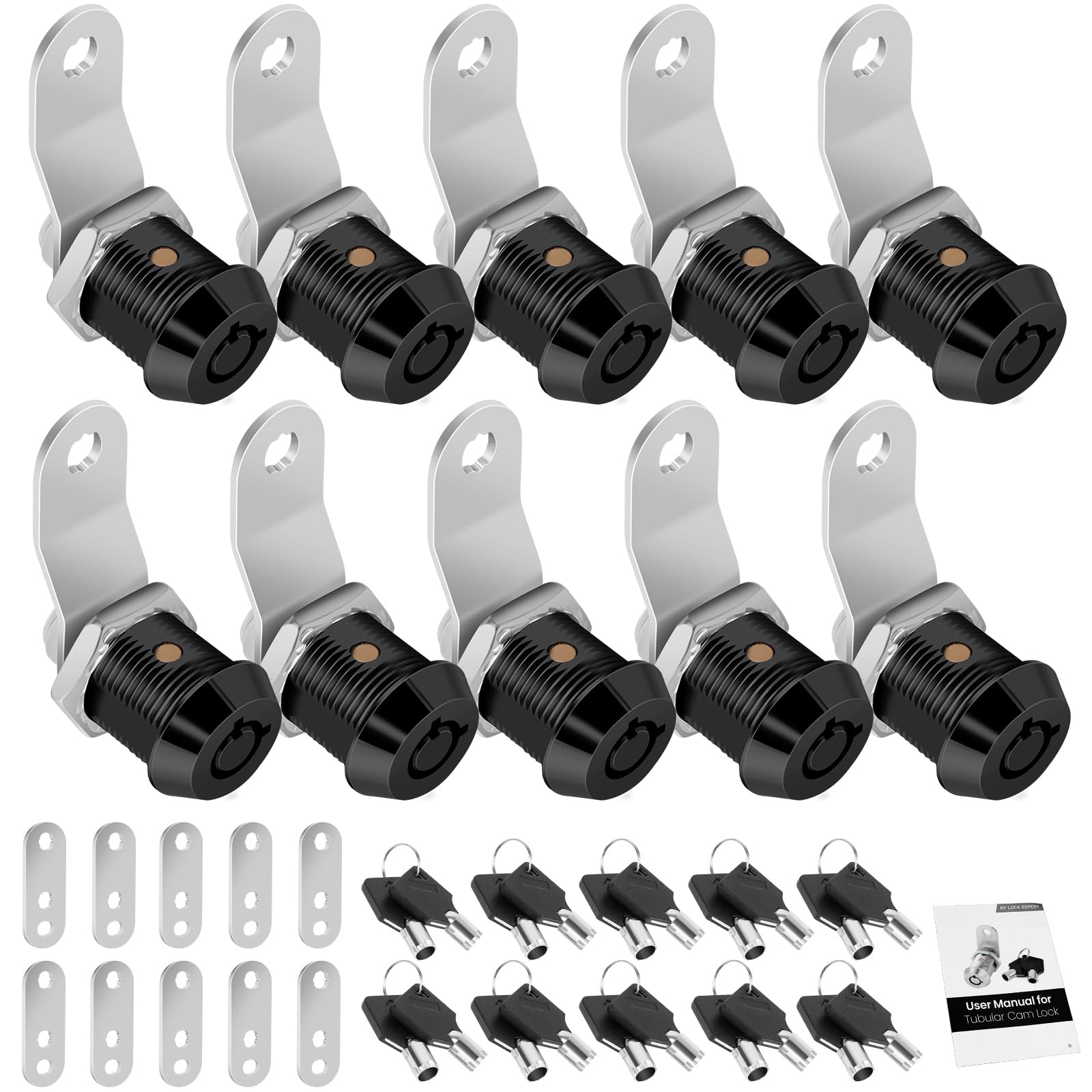 10 Pack Tool Box Lock With Keys, 5/8'' Rv Storage Lock Keyed Alike, Cabinet Lock Cam Locks For Toolbox Lock Replacement Mailbox