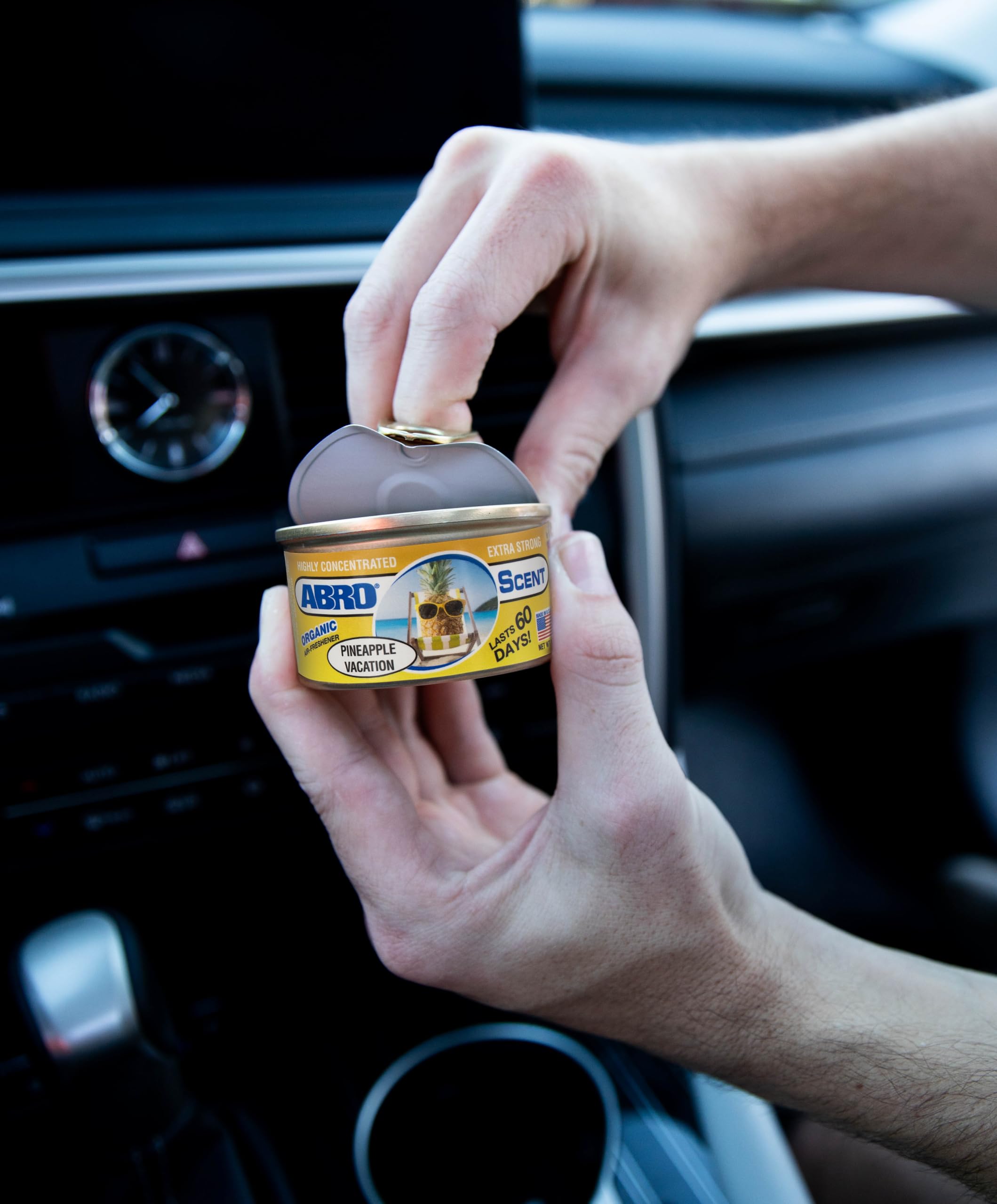 Abro Car Air Freshener Cans: Spill Proof Air Fresheners For Home, Office, Or Car Accessories, Lasts Up To 60 Days - 3 Pack Pinea