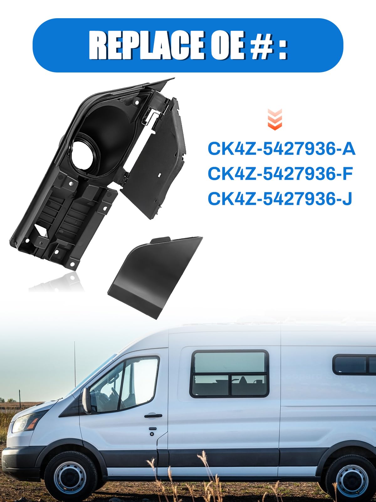 Transit Fuel Door, Transit Gas Door Assembly + Black Cover, Compatible with Ford Transit Vans 150 250 350(HD) 2015-2023, Van Fue