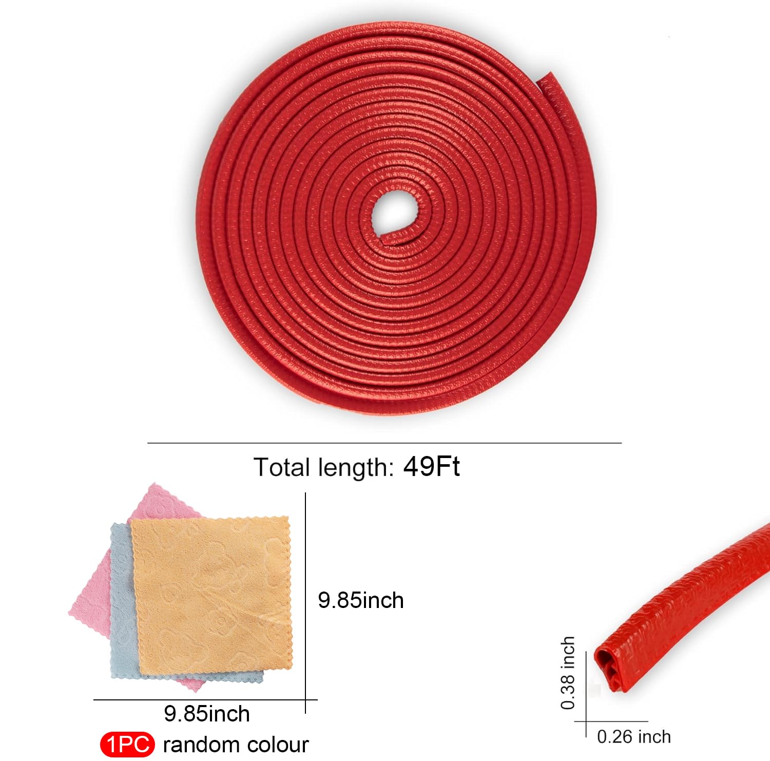 Singaro 49Ft (15M) Car Door Edge Guard, No Glue Car Door Entry Guard Protective Strip, Rubber Edge Trim Car Door Protector, Appl