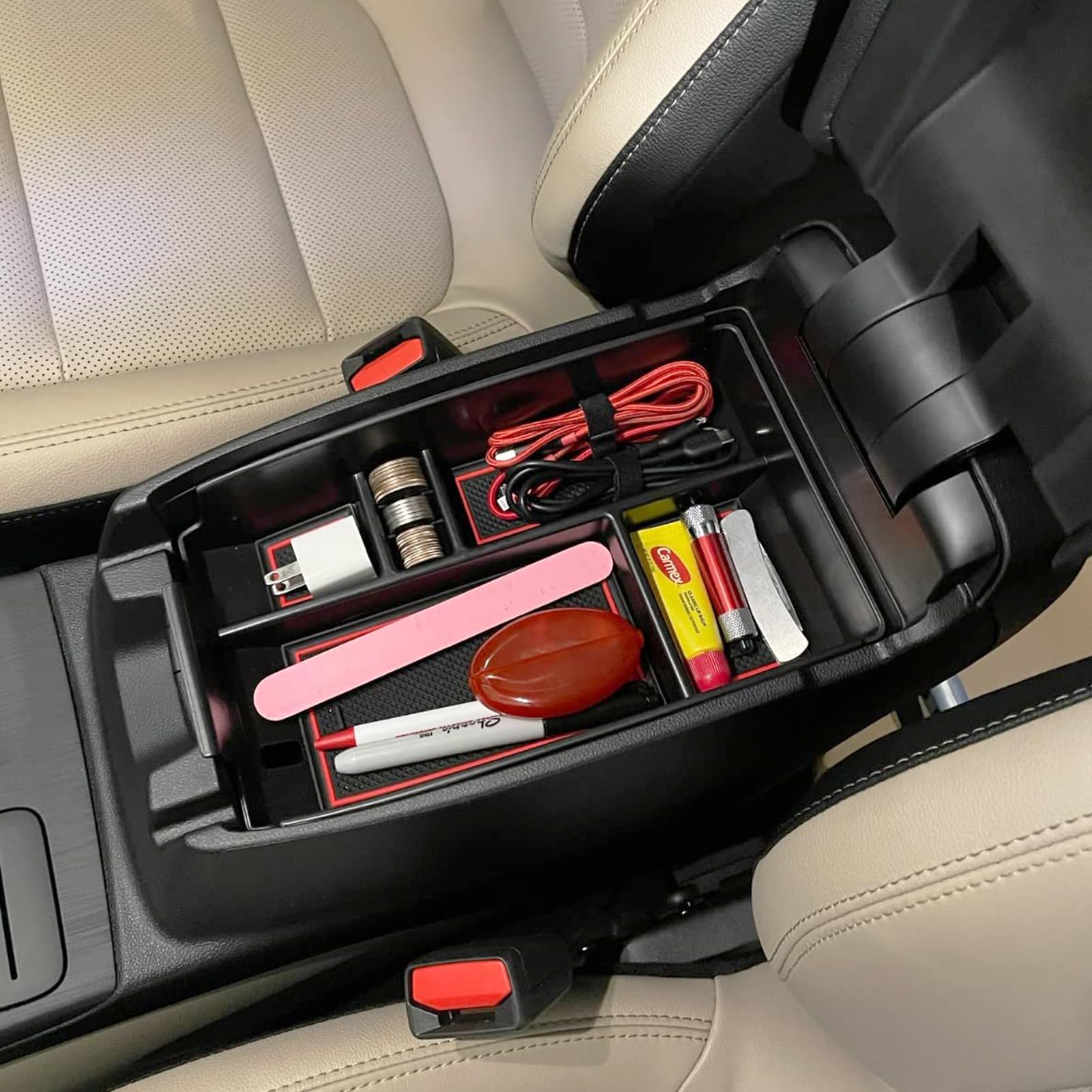 Zxiaochun 2Pcs Center Console Organizer Tray And Dash Storage Tray Compatible With Ford Bronco Sport Cx430 2021 2022 2023 2024 Accessories Armrest Box Insert Storage Tray Abs Plastic Material