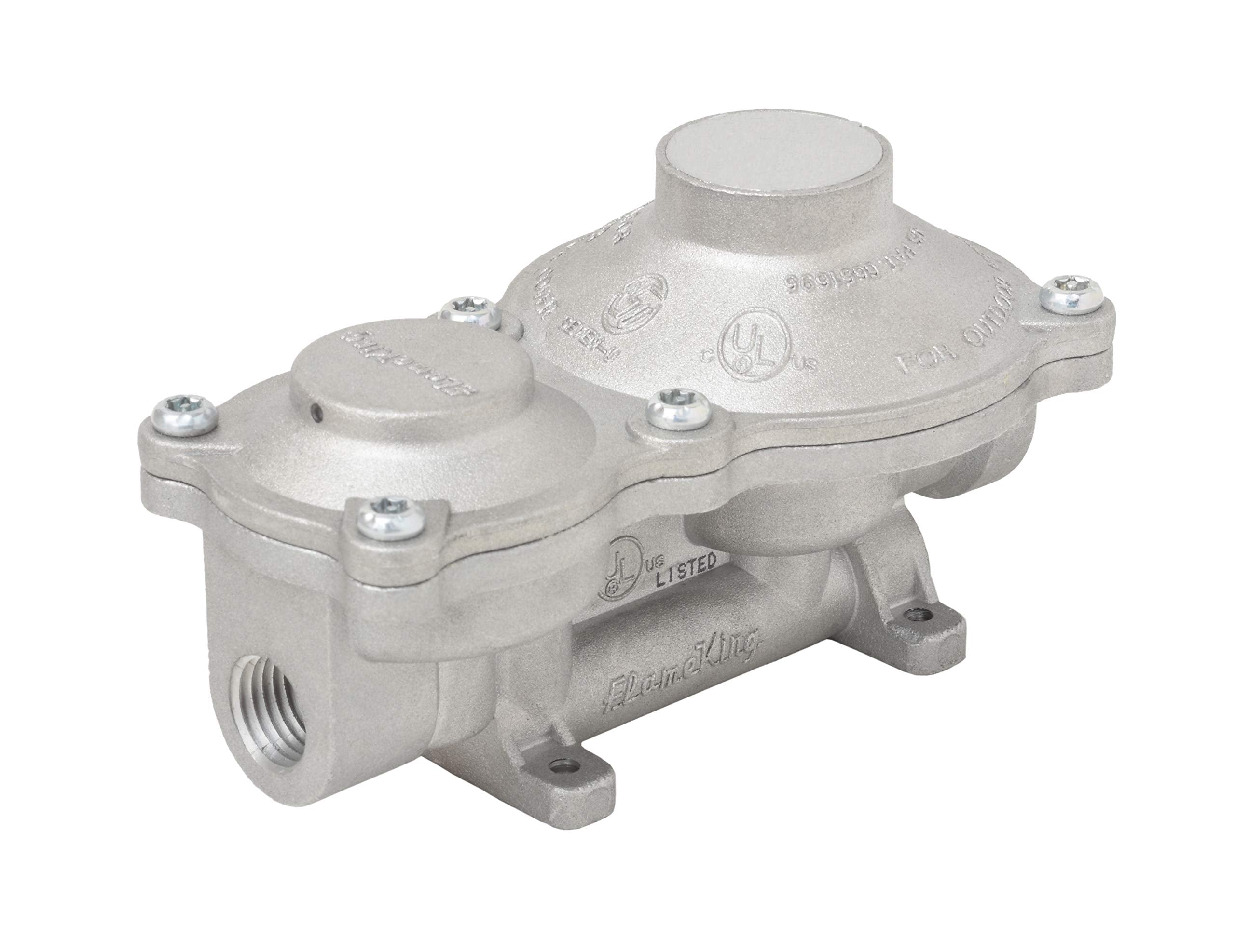 Flame King 160,000 Btu Vertical Mounted 2-Stage Propane Lp Regulator For Rvs, Vans, Trailers, Campers, 100Lb Tanks, Asme Tanks, Generators