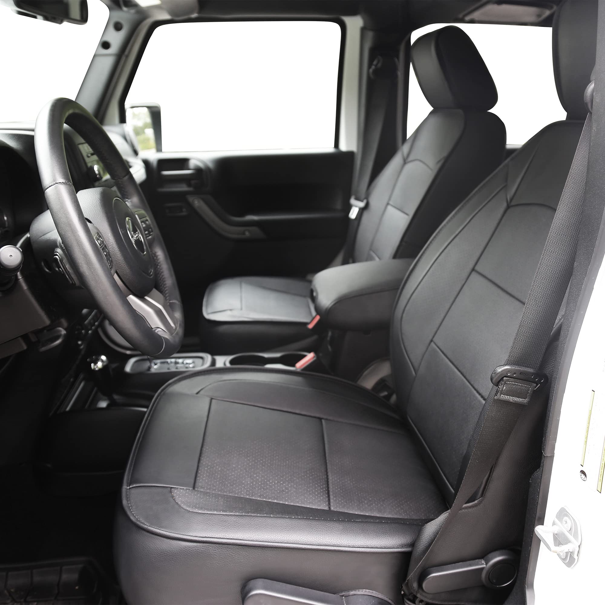 Oasis Auto 2007-2017 Wrangler Jk Custom Leather Seat Covers (2007-2010 Wrangler 2-Door, Black)