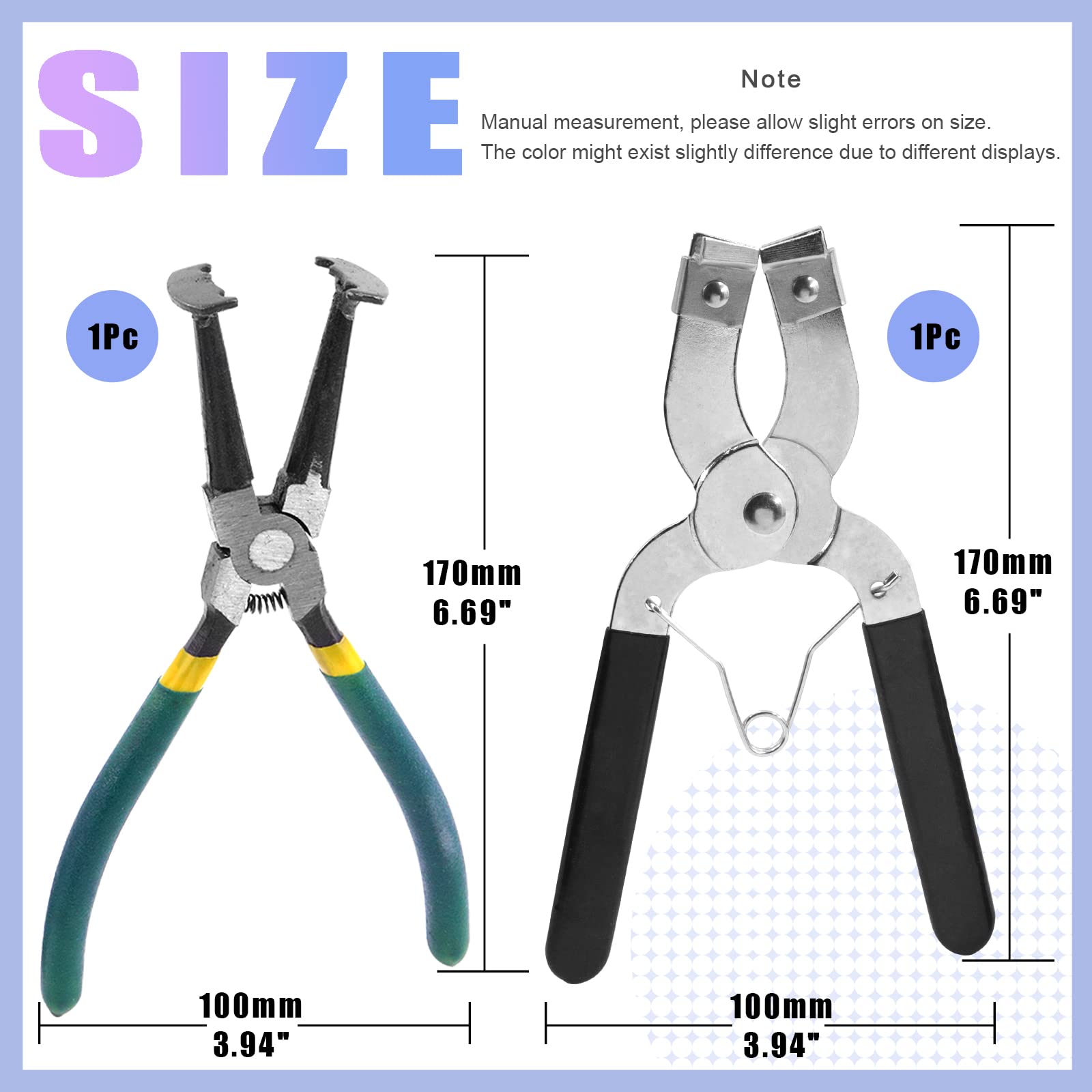 Glarks 15Pcs Auto Engine Piston Ring Compressor Tool Set Including 2Pcs Piston Ring Pliers And 14Pcs Piston Rings (62-145Mm/2.44-5.71In) For Repairing Car Truck Auto Engine