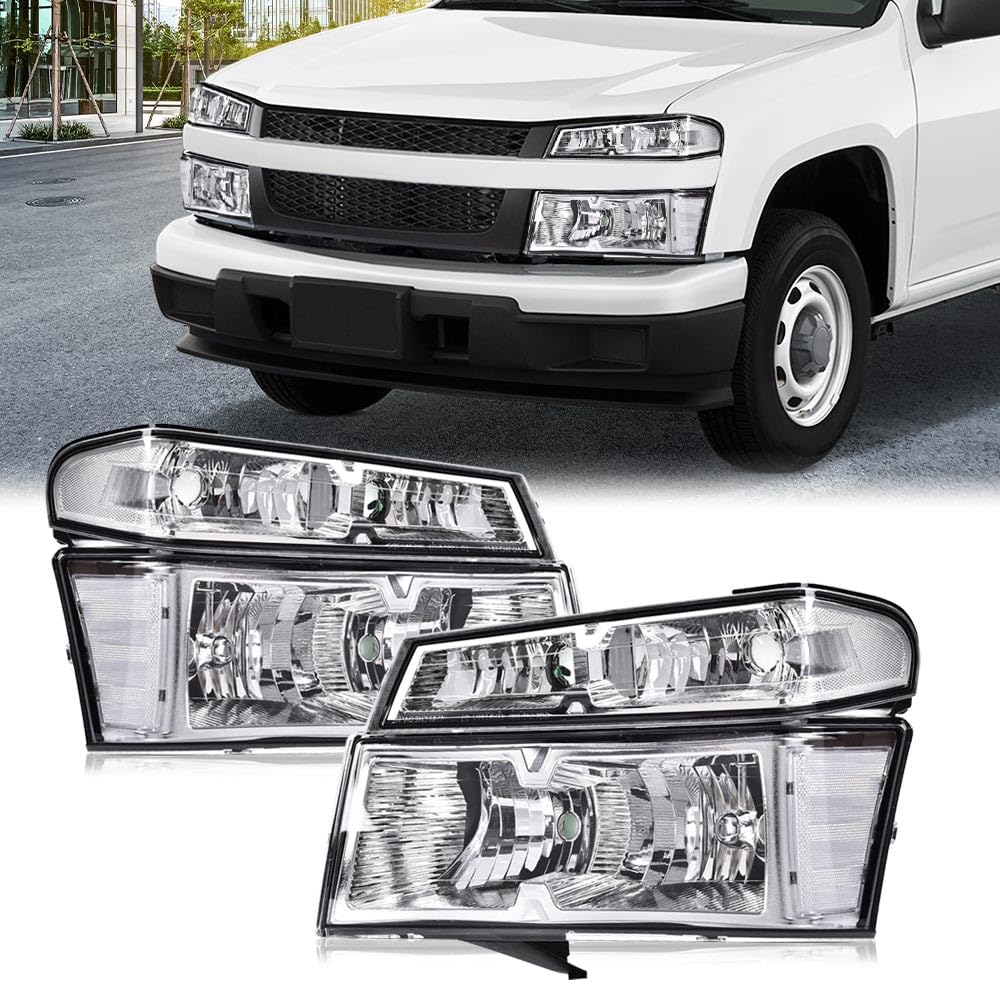 Cheda Front Headlights Assembly Headlamp Compatible With 2004-2012 Gmc Canyon/Chevy Colorado Headlights Assembly Bumper Lights(C