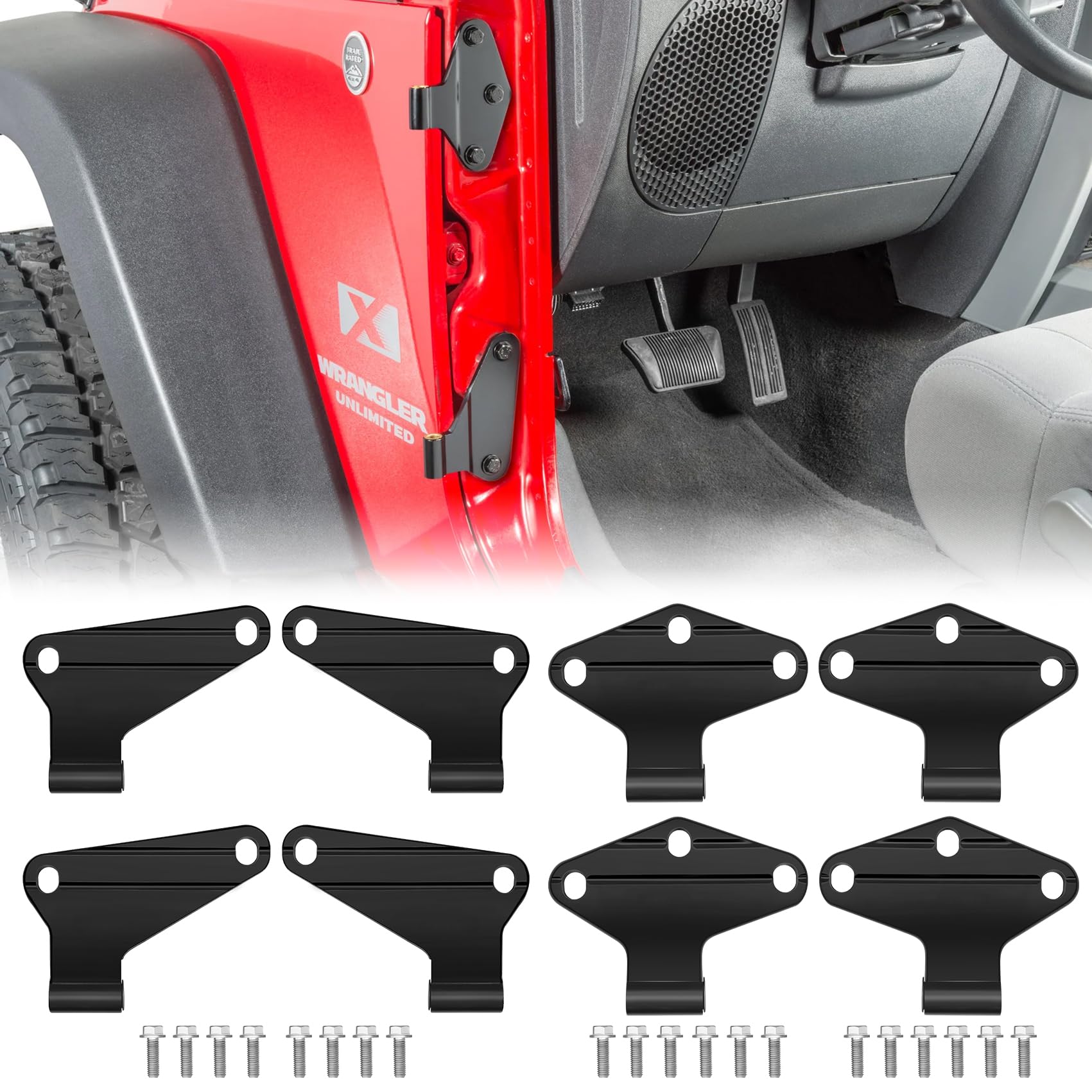 Jeep Wrangler JK Interior 4 Door Assembly Kits Compatible with 2007-2018 Jeep Wrangler JK JKU Rubicon Unlimited Sahara (Inner 4-