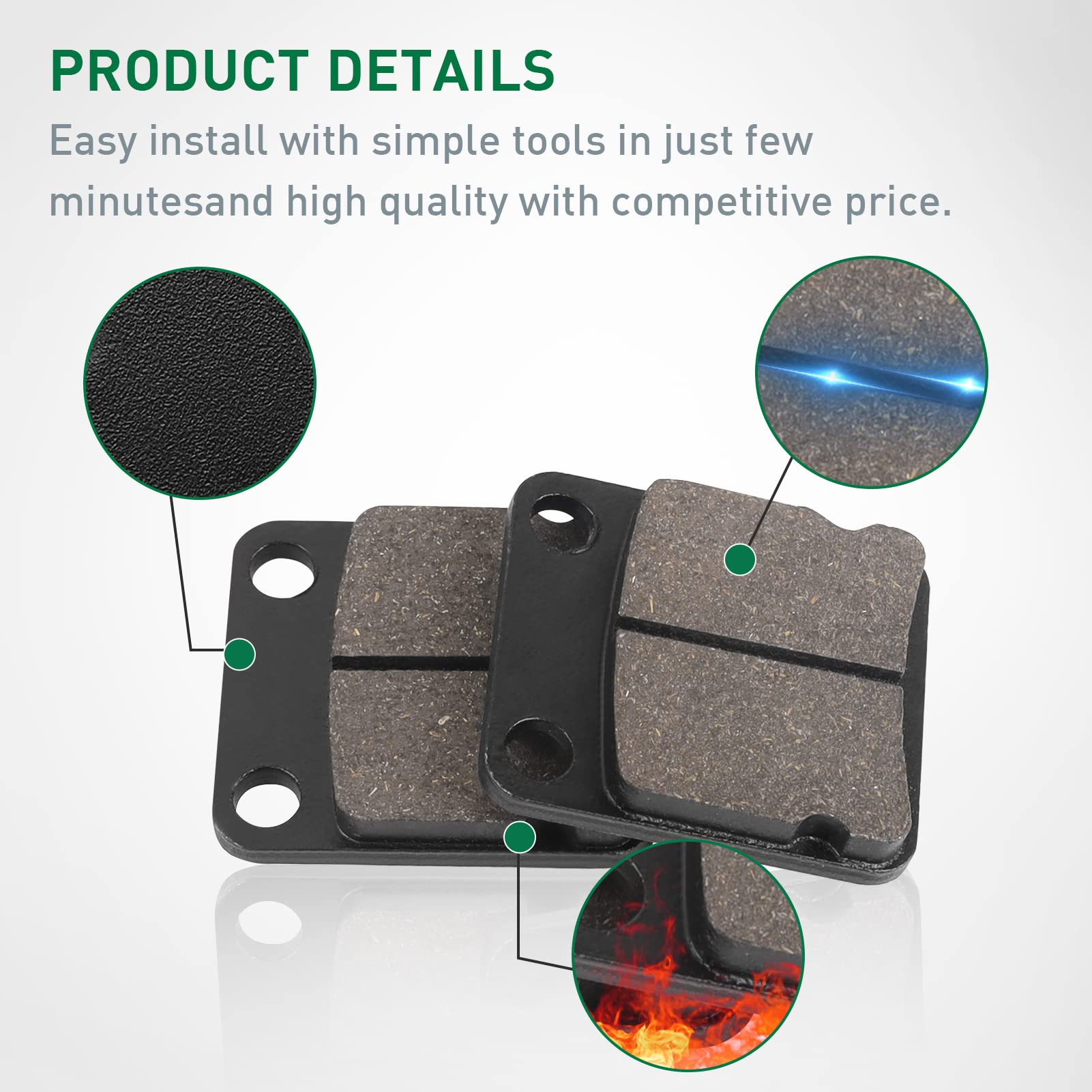 Warrior 350 Front And Rear Carbon Fibre Brake Pads Kits For Yamaha Banshee 350 1990-2006 / Blaster 200 2003-2006/ Wolverine 350 1995-2005/ Warrior 350 1989-2004/ Raptor 125 Yfm125 2011