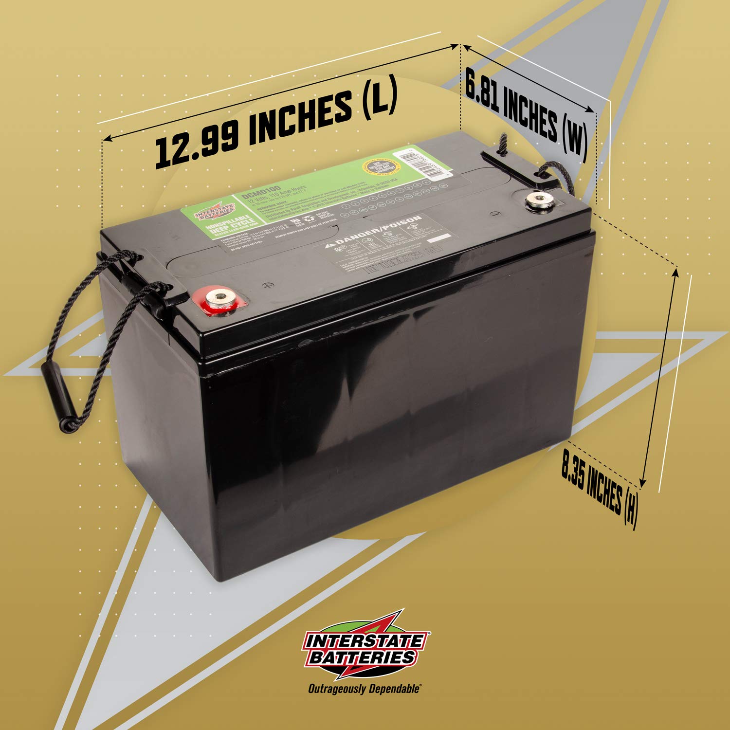Interstate Batteries 12V 110 AH SLA/AGM Deep Cycle Battery for Solar, Wind, and RV Applications - Insert Terminals (DCM0100)