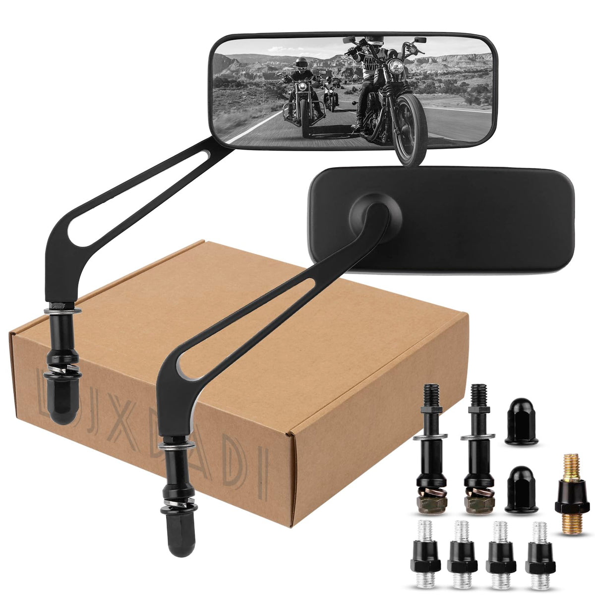 Ldjxdadi 8Mm/10Mm Motorcycle Rear View Mirrors Compatible With Harley Honda Yamaha Kawasaki Ducati Suzuki And More(Black)